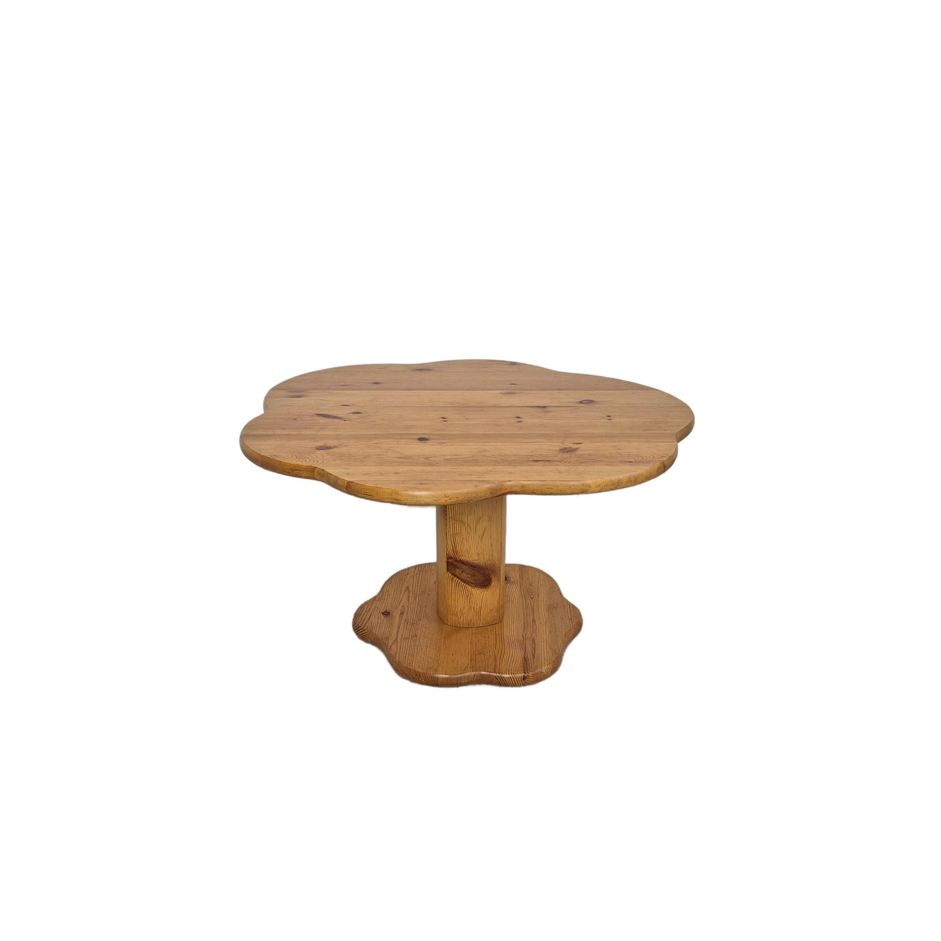 Coffee table, R. Daumiller style, brown pine, 1970s.