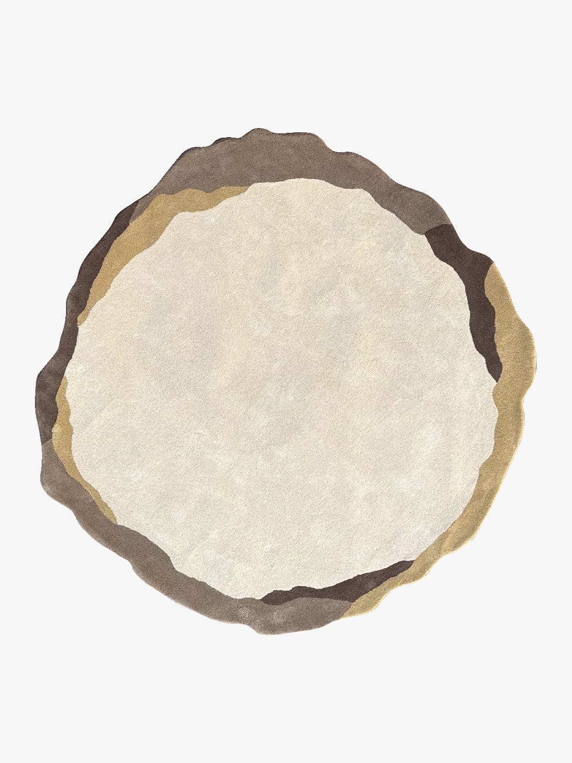 Rug BORDS ROUE Ø300cm, wool, beige, brown, yellow, Tapis Atelier - 300749