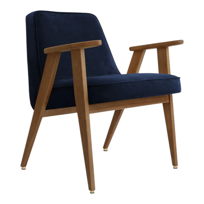 Fotel 366, Velvet Indigo, dąb 03 Dark, proj. J. Chierowski, 366 Concept