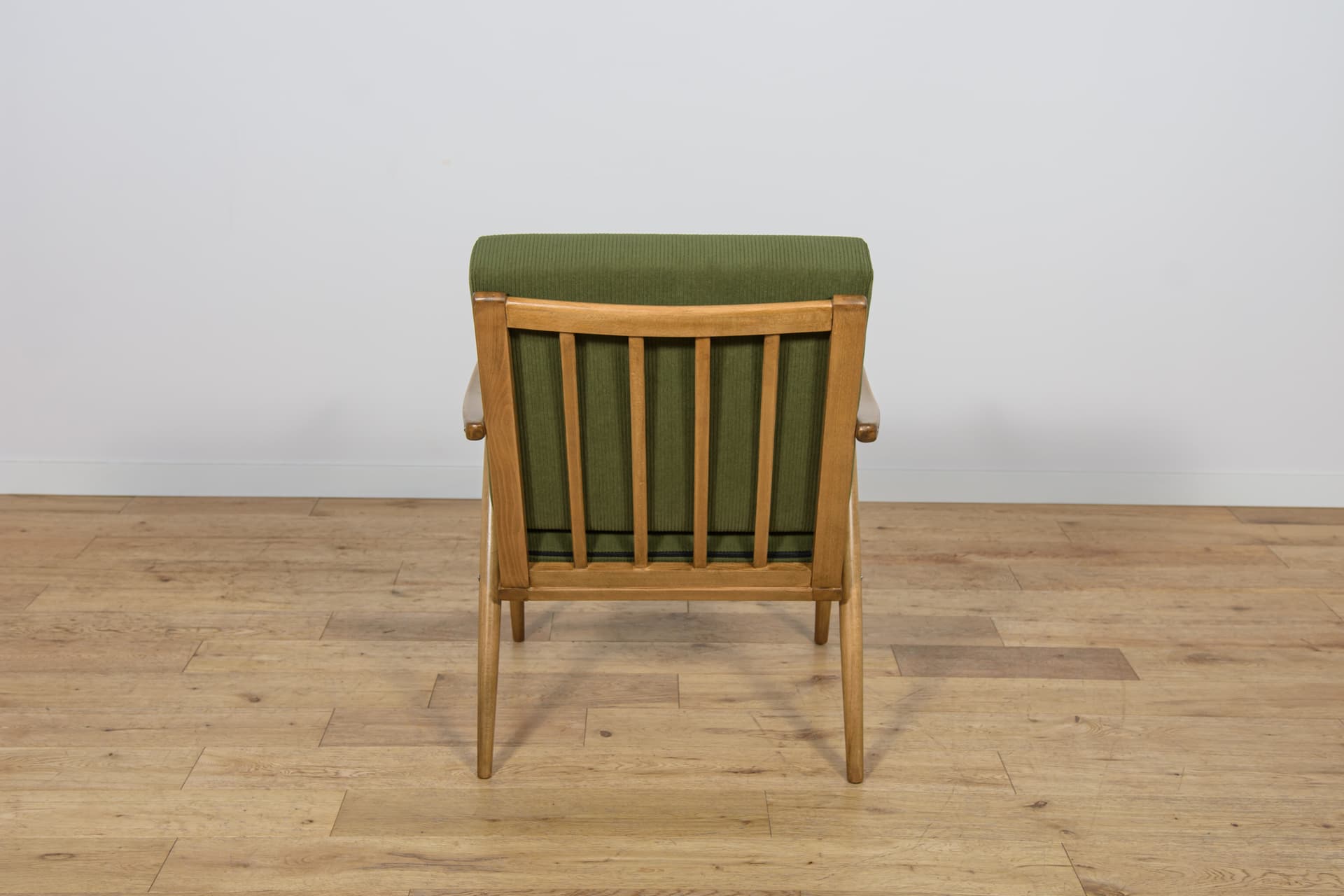 Pair of armchairs, green wool, beech walnut, TON, Czechoslovakia, 1960s. - 300859