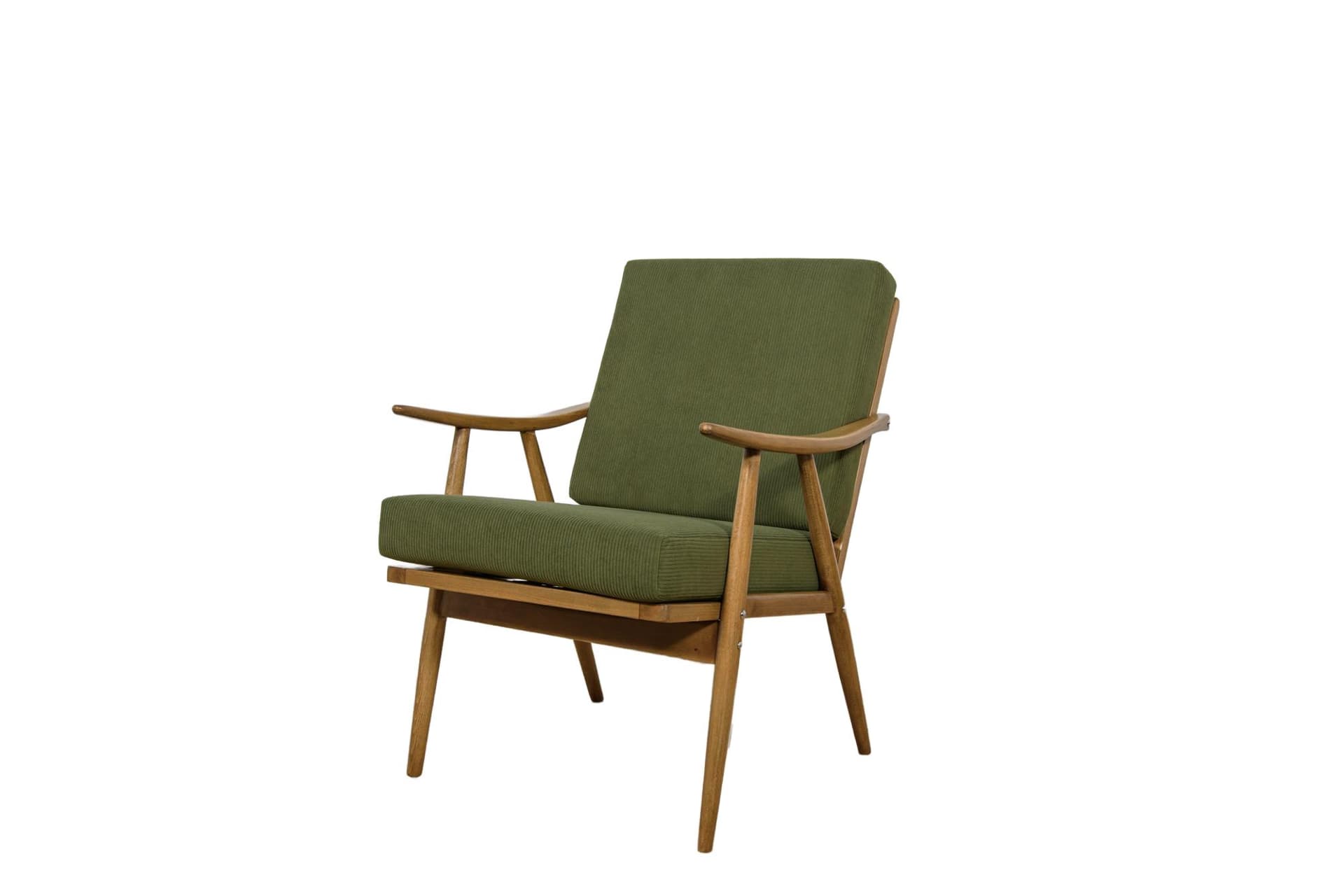 Armchair, green, walnut beech, TON, Czechoslovakia, 1960s.