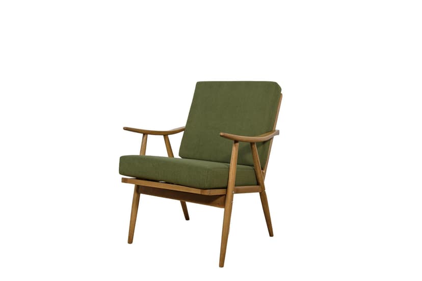 Armchair, green, walnut beech, TON, Czechoslovakia, 1960s.