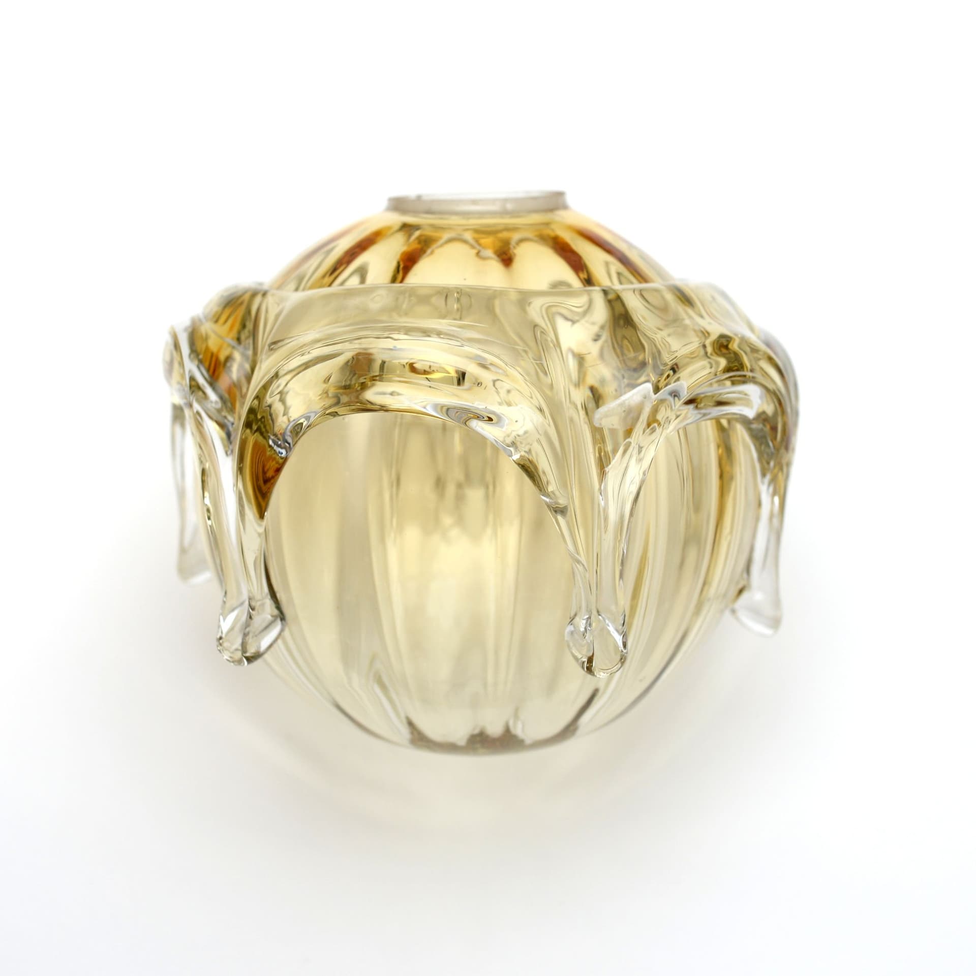 Pendant Lamp, amber glass, gold brass, Limburg, Germany, 1970s. - 300925