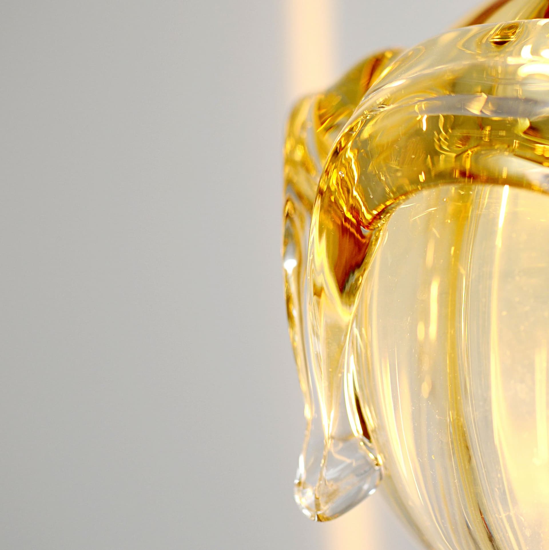 Pendant Lamp, amber glass, gold brass, Limburg, Germany, 1970s. - 300920