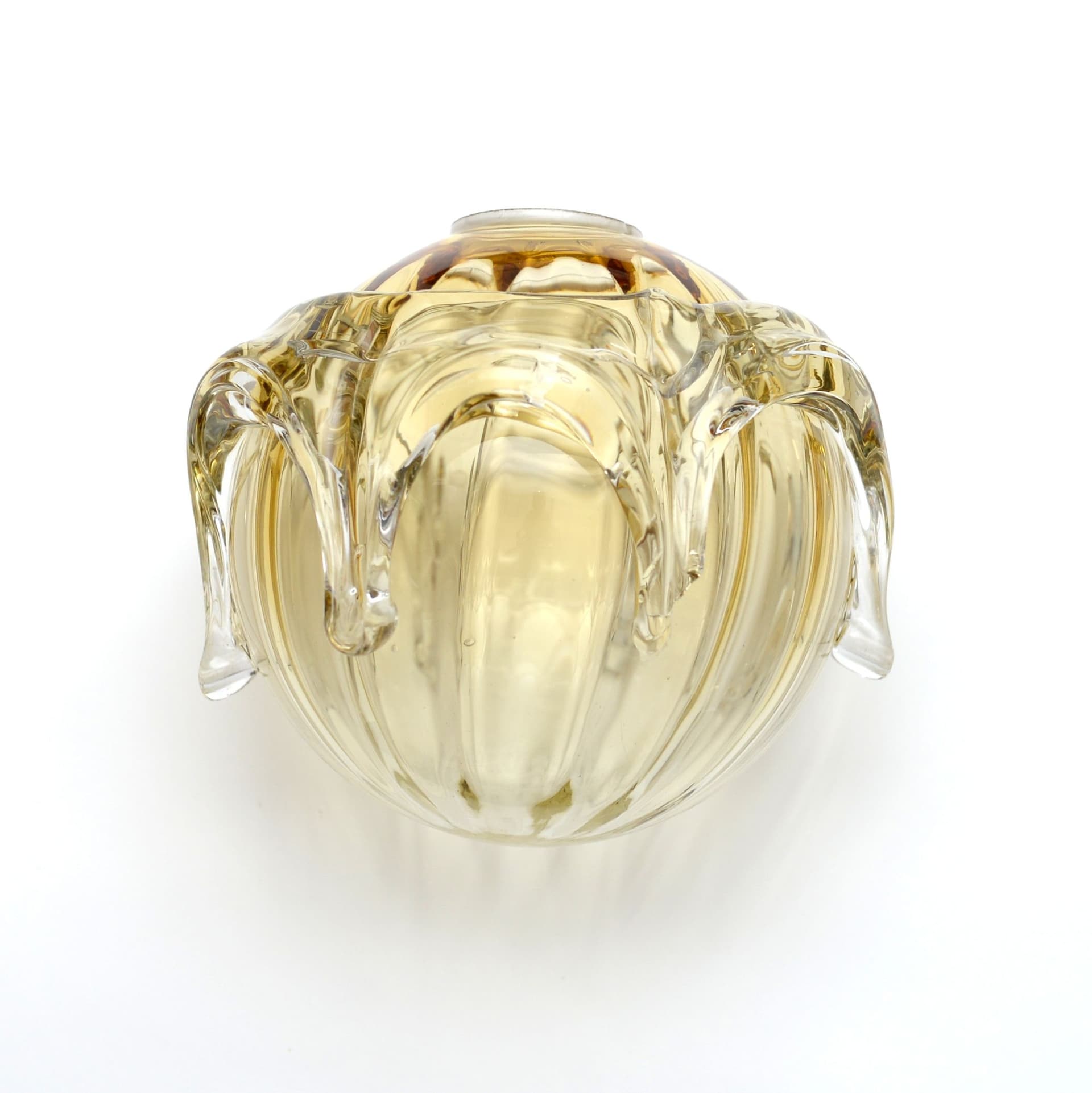 Pendant Lamp, amber glass, gold brass, Limburg, Germany, 1970s. - 300926