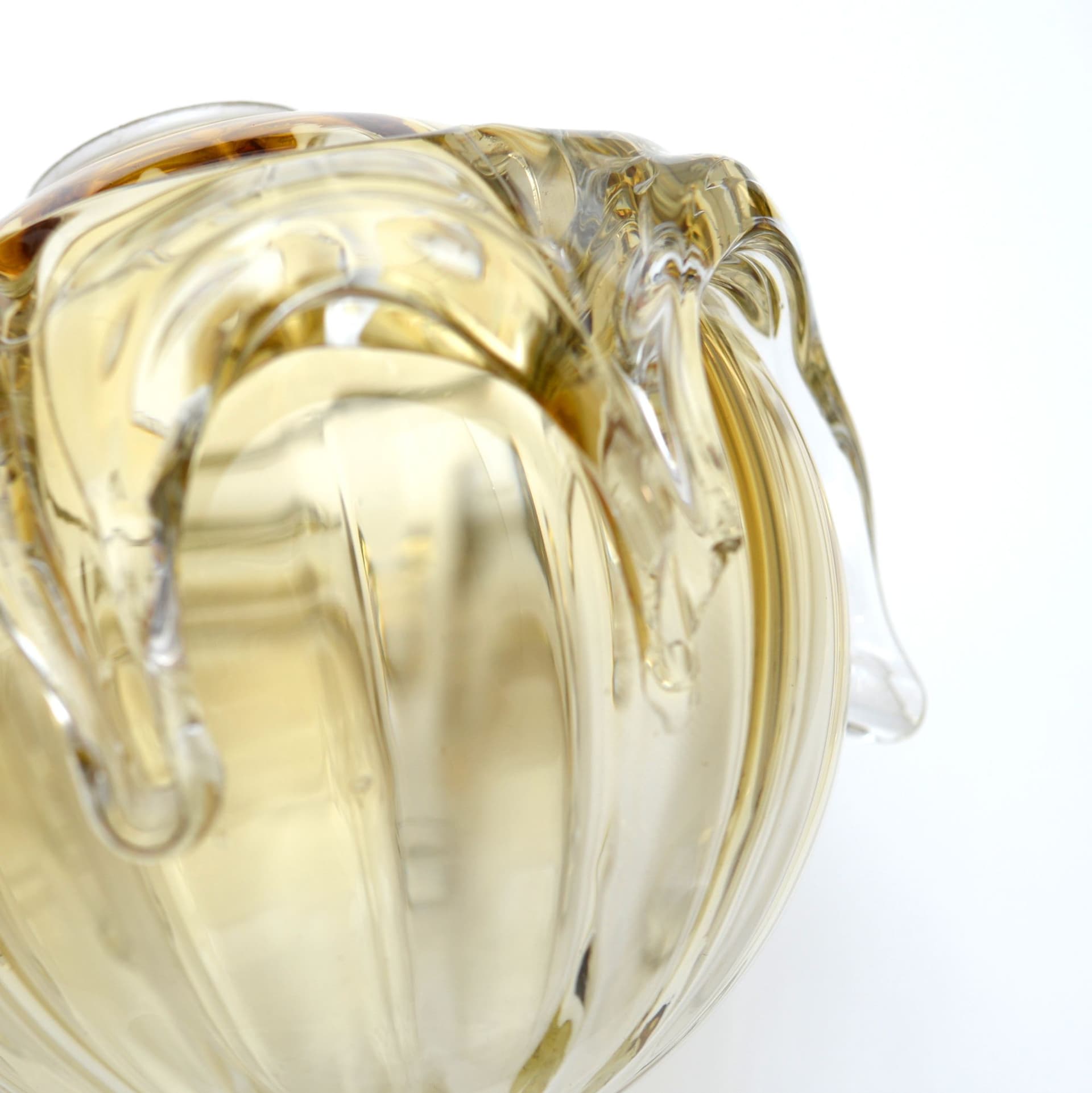 Pendant Lamp, amber glass, gold brass, Limburg, Germany, 1970s. - 300927