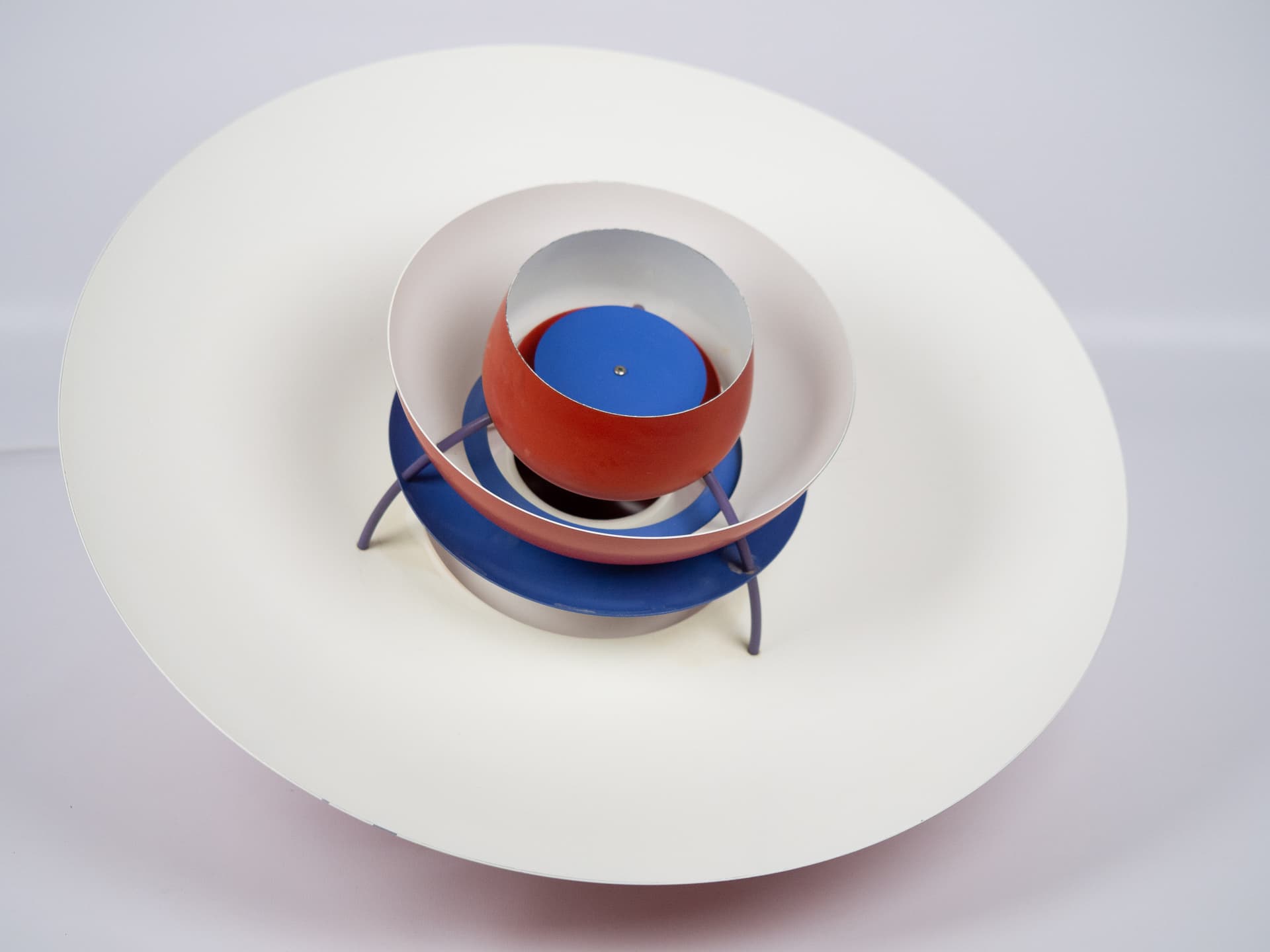 Pendant lamp PH 5, red aluminum, by P. Henningsen, Louis Poulsen, Denmark, 1980s. - 301165