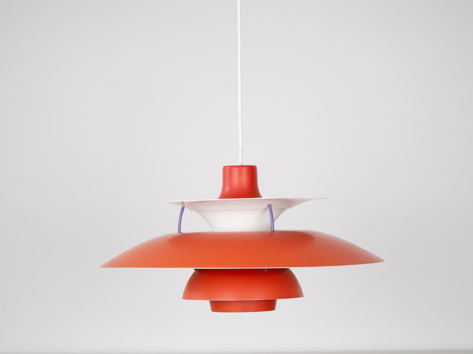 Pendant lamp PH 5, red aluminum, by P. Henningsen, Louis Poulsen, Denmark, 1980s. - 301161