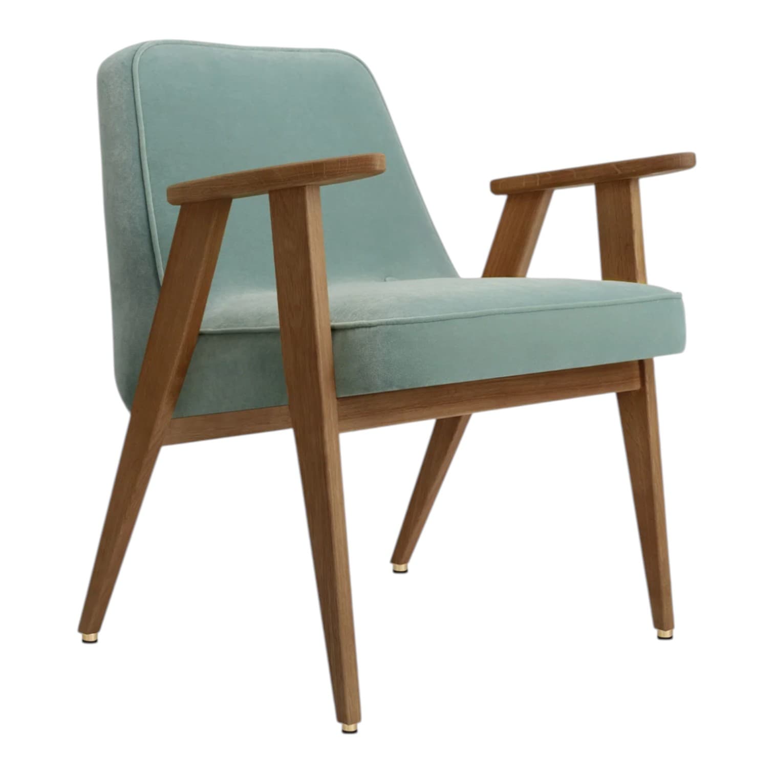 Fotel 366, Velvet Mint, dąb 03 Dark, proj. J. Chierowski, 366 Concept