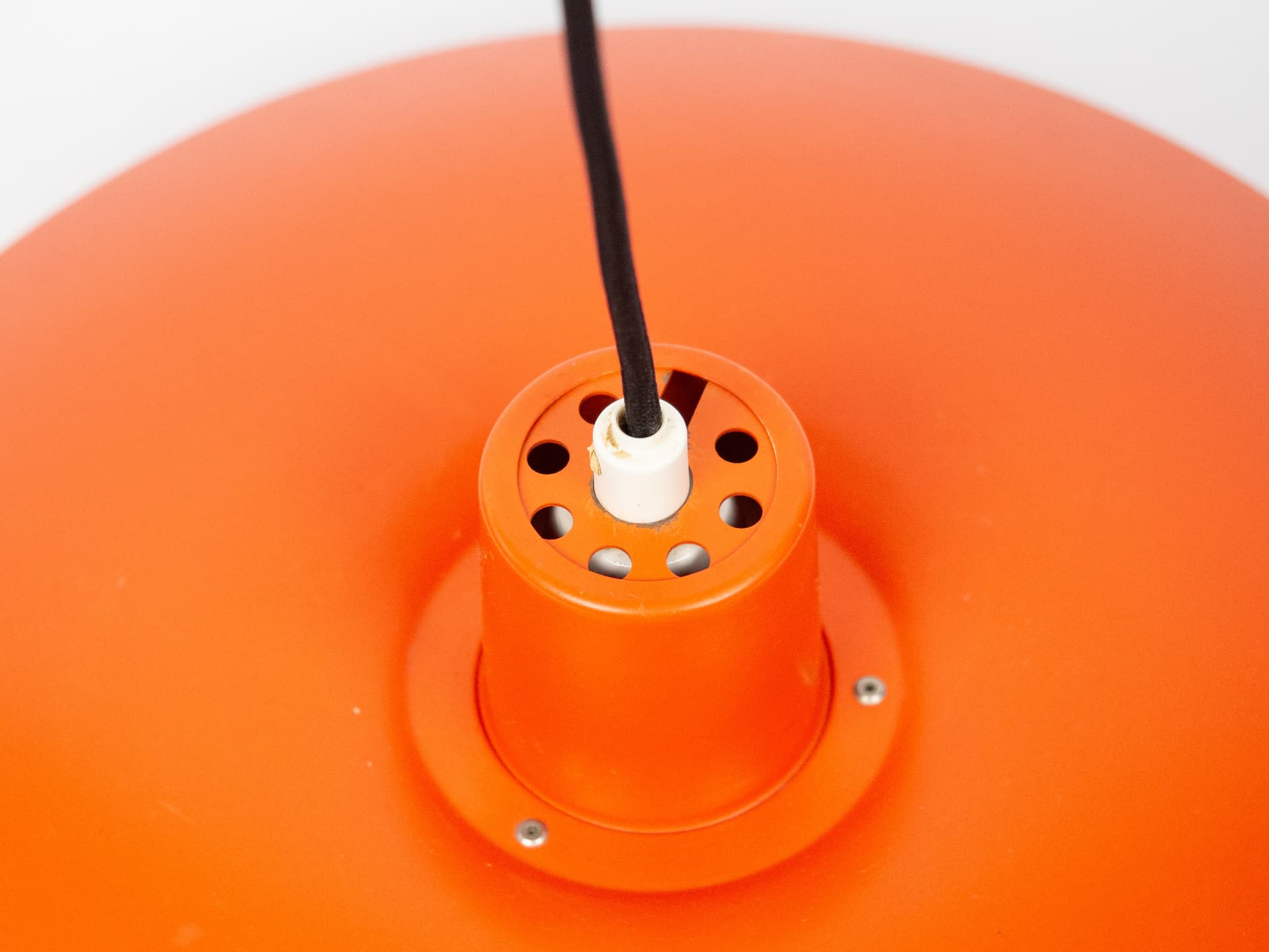 Pendant Lamp PH 4/3, red orange aluminium, by P. Henningsen, Louis Poulsen, Denmark, 1980s. - 301320