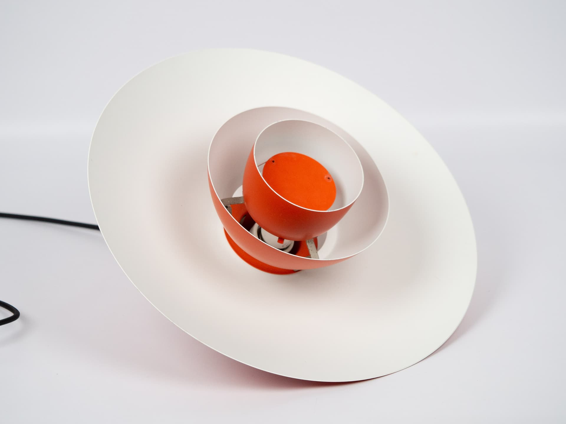 Pendant Lamp PH 4/3, red orange aluminium, by P. Henningsen, Louis Poulsen, Denmark, 1980s. - 301318
