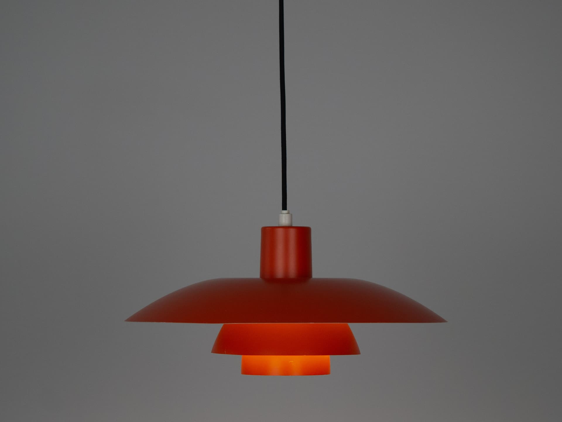 Pendant Lamp PH 4/3, red orange aluminium, by P. Henningsen, Louis Poulsen, Denmark, 1980s. - 301315