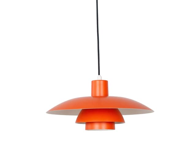 Pendant Lamp PH 4/3, red orange aluminium, by P. Henningsen, Louis Poulsen, Denmark, 1980s. - DIMENSION