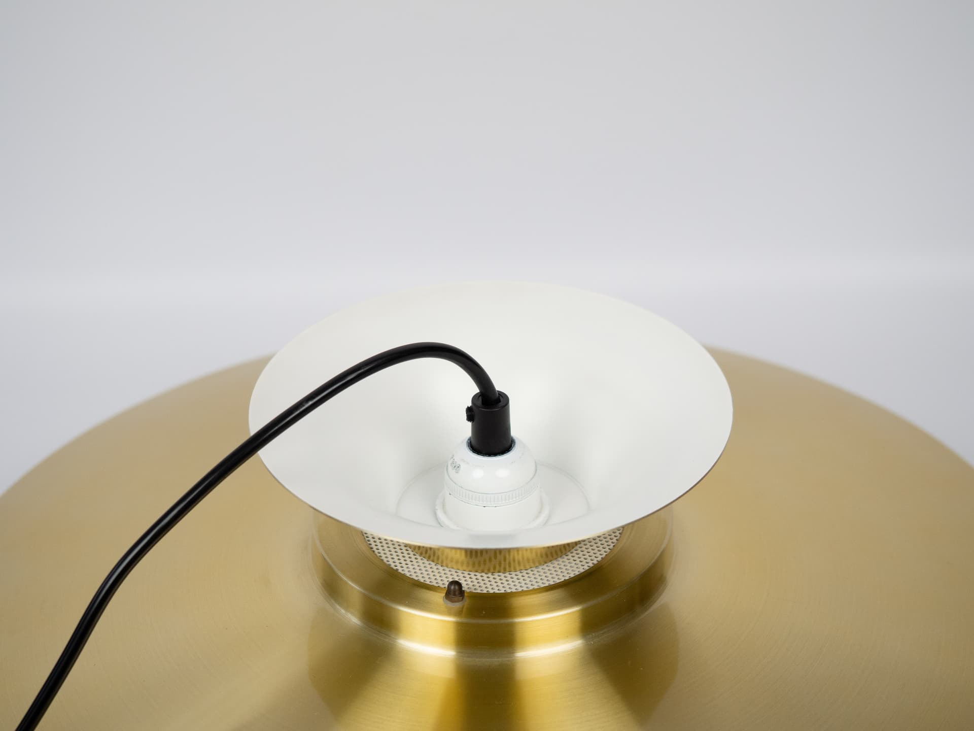 Pendant lamp, gold aluminium, by K. Wiborg, Jeka, Denmark, 1980s. - 301339