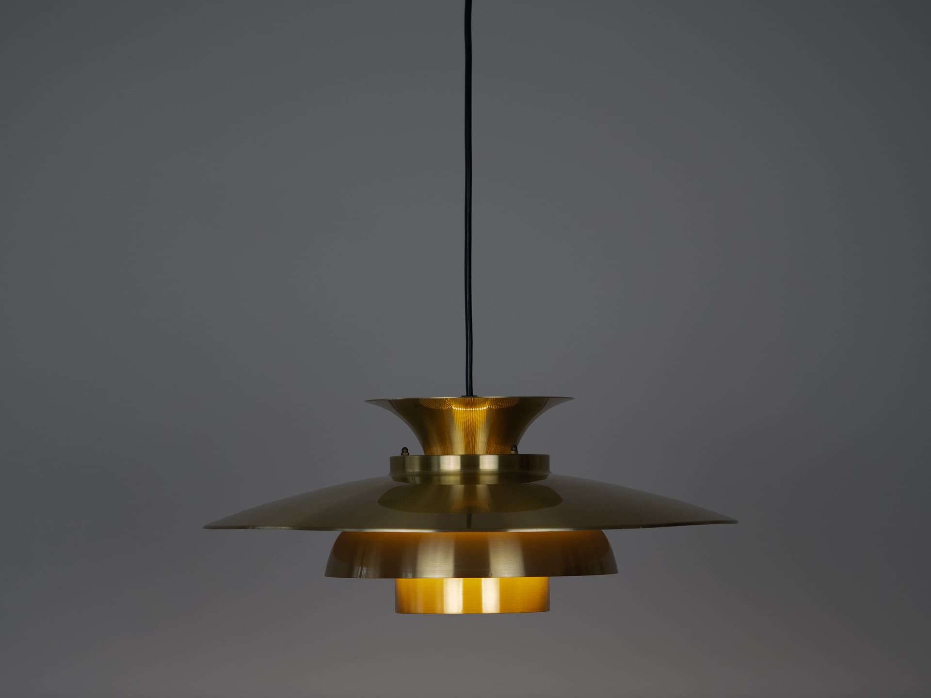 Pendant lamp, gold aluminium, by K. Wiborg, Jeka, Denmark, 1980s. - 301335