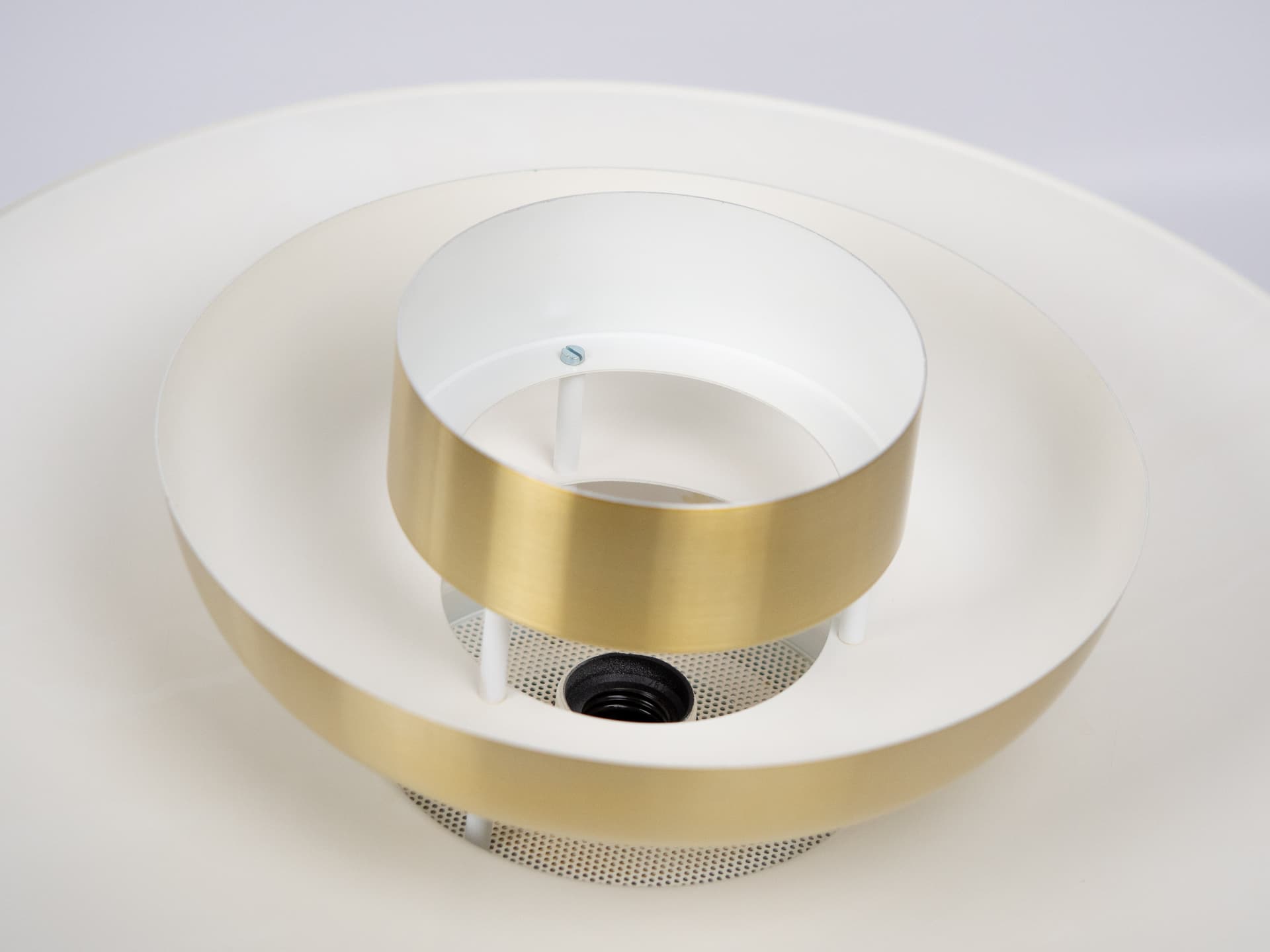 Pendant lamp, gold aluminium, by K. Wiborg, Jeka, Denmark, 1980s. - 301343