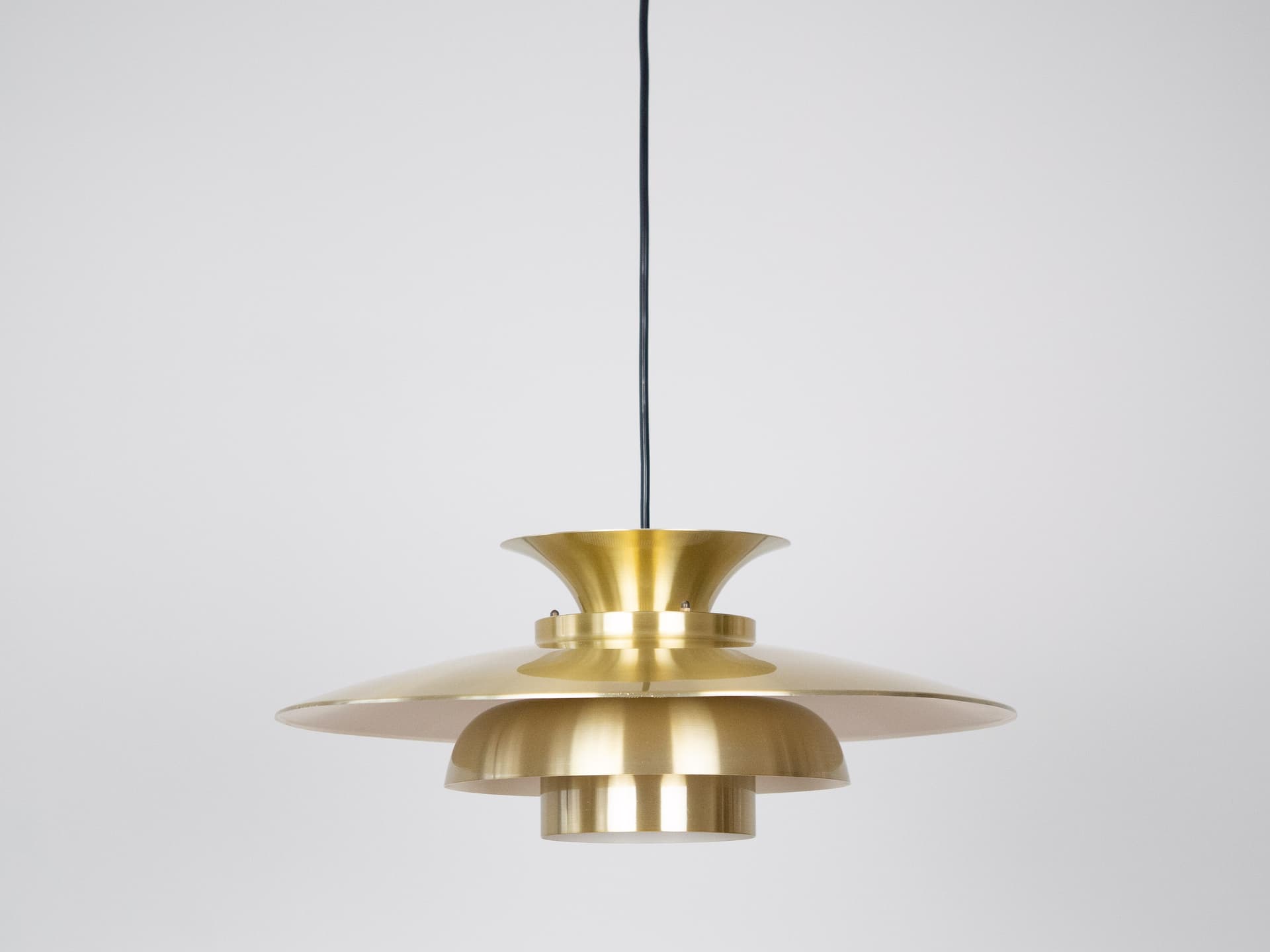 Pendant lamp, gold aluminium, by K. Wiborg, Jeka, Denmark, 1980s. - 301337