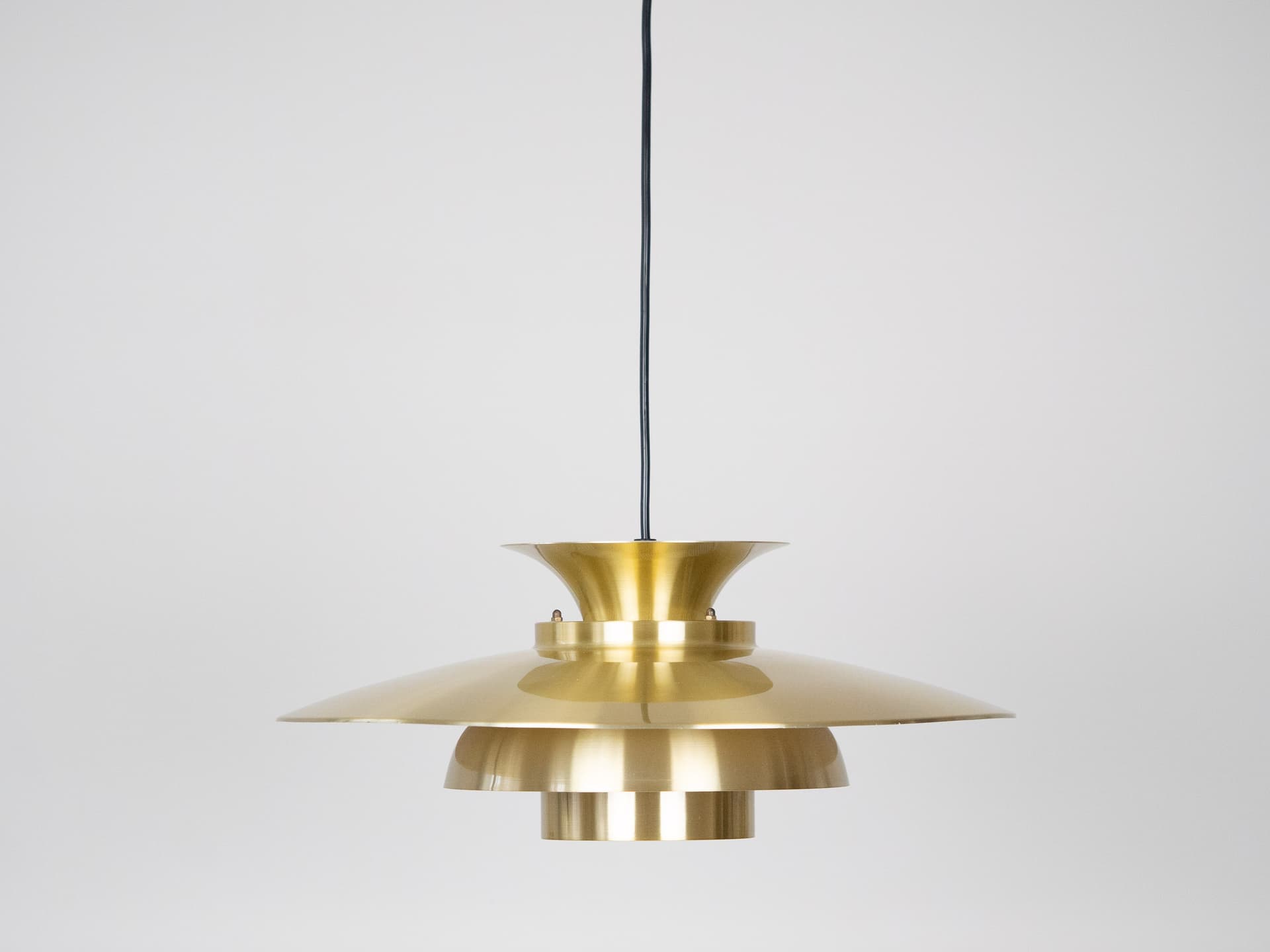 Pendant lamp, gold aluminium, by K. Wiborg, Jeka, Denmark, 1980s. - 301334