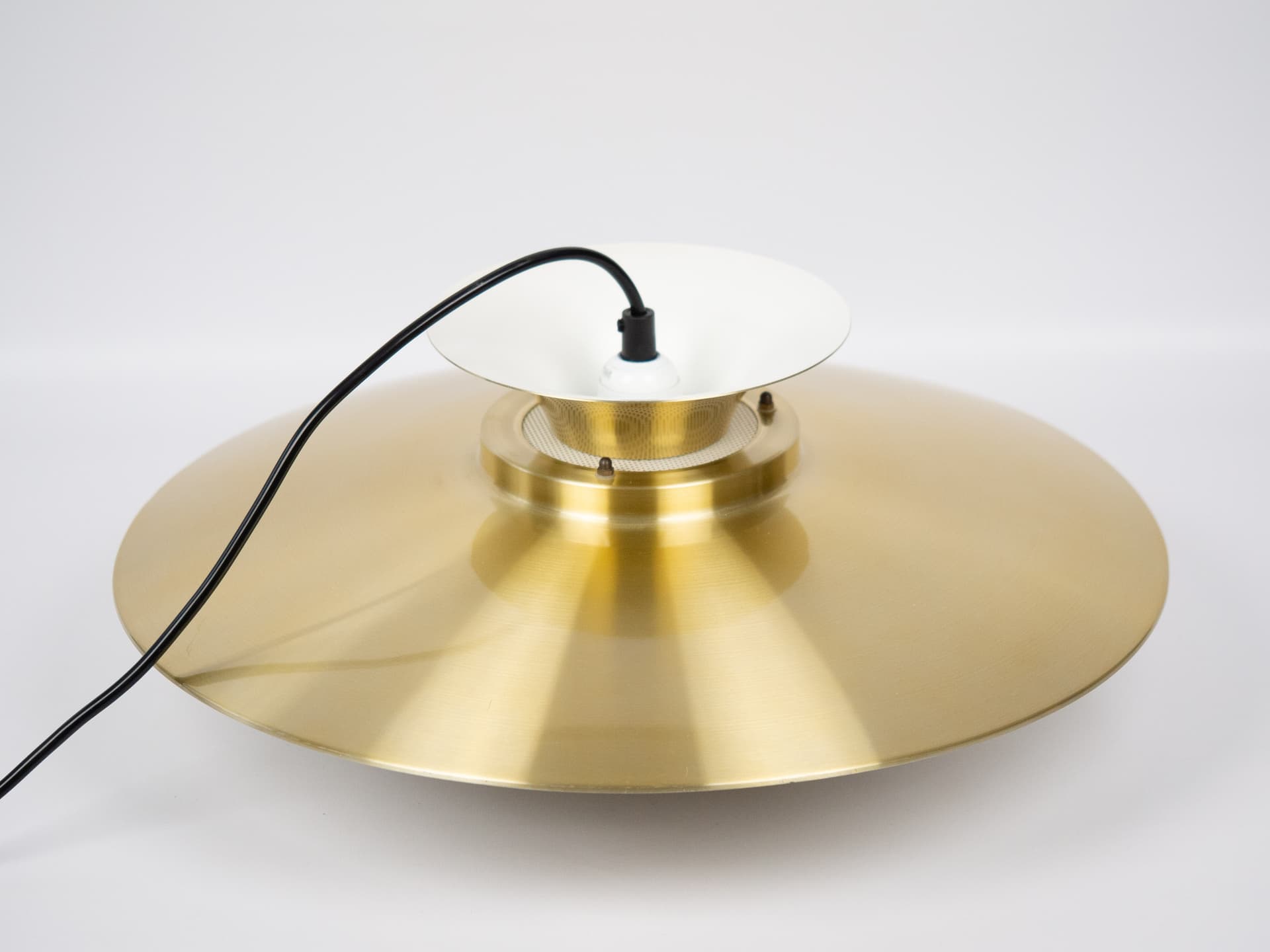 Pendant lamp, gold aluminium, by K. Wiborg, Jeka, Denmark, 1980s. - 301338