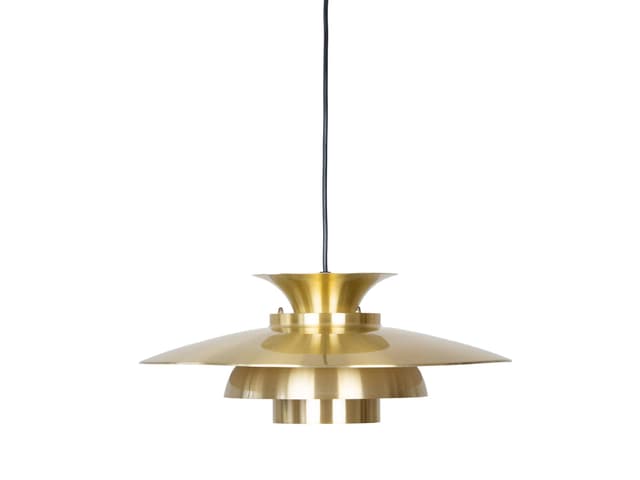 Pendant lamp, gold aluminium, by K. Wiborg, Jeka, Denmark, 1980s. - DIMENSION