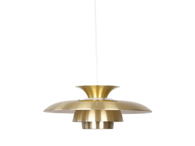 Pendant lamp, gold aluminum, by K. Wiborg, Jeka, Denmark, 1980s. - DIMENSION
