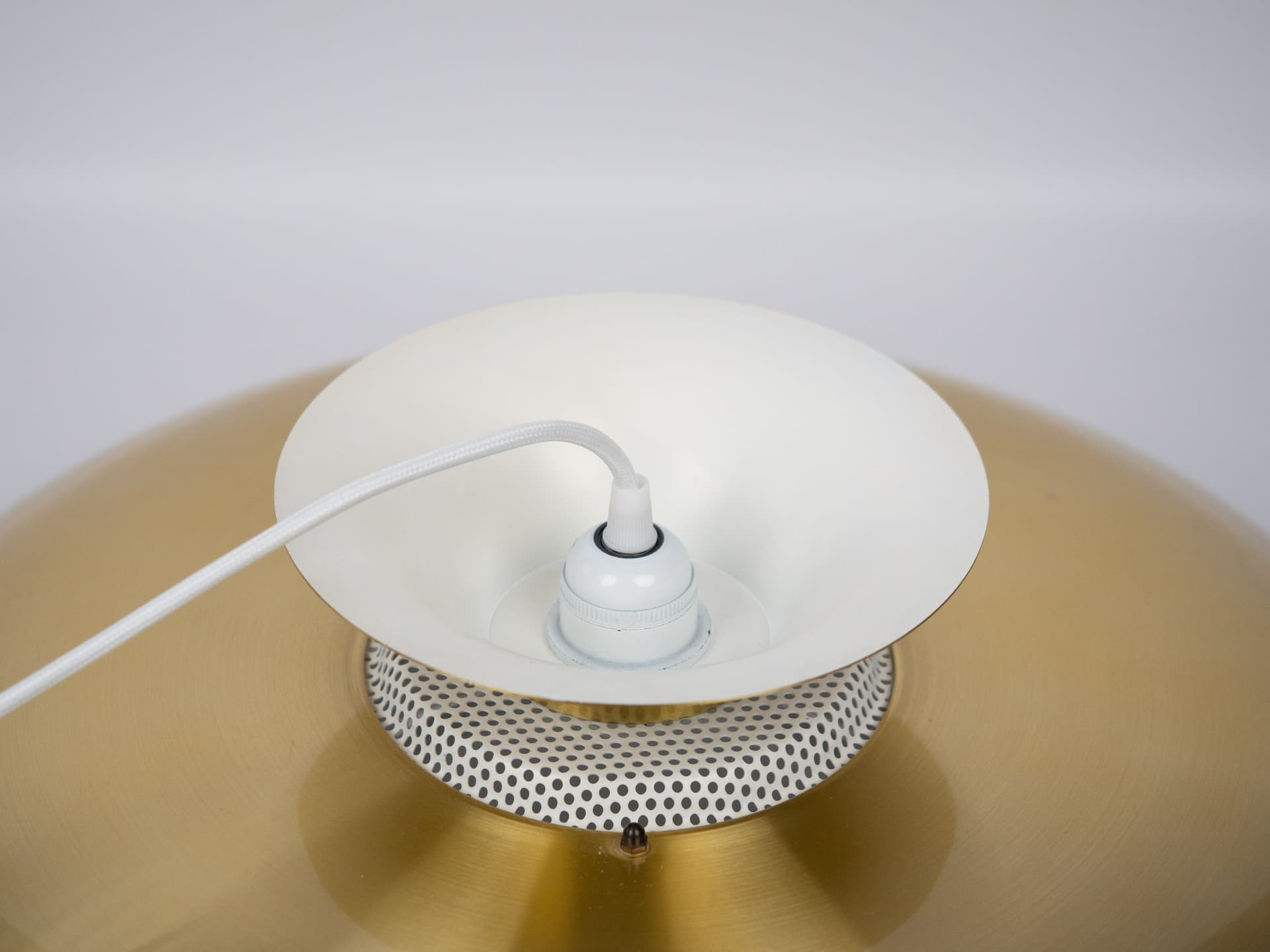 Pendant lamp, gold aluminum, by K. Wiborg, Jeka, Denmark, 1980s. - 301363