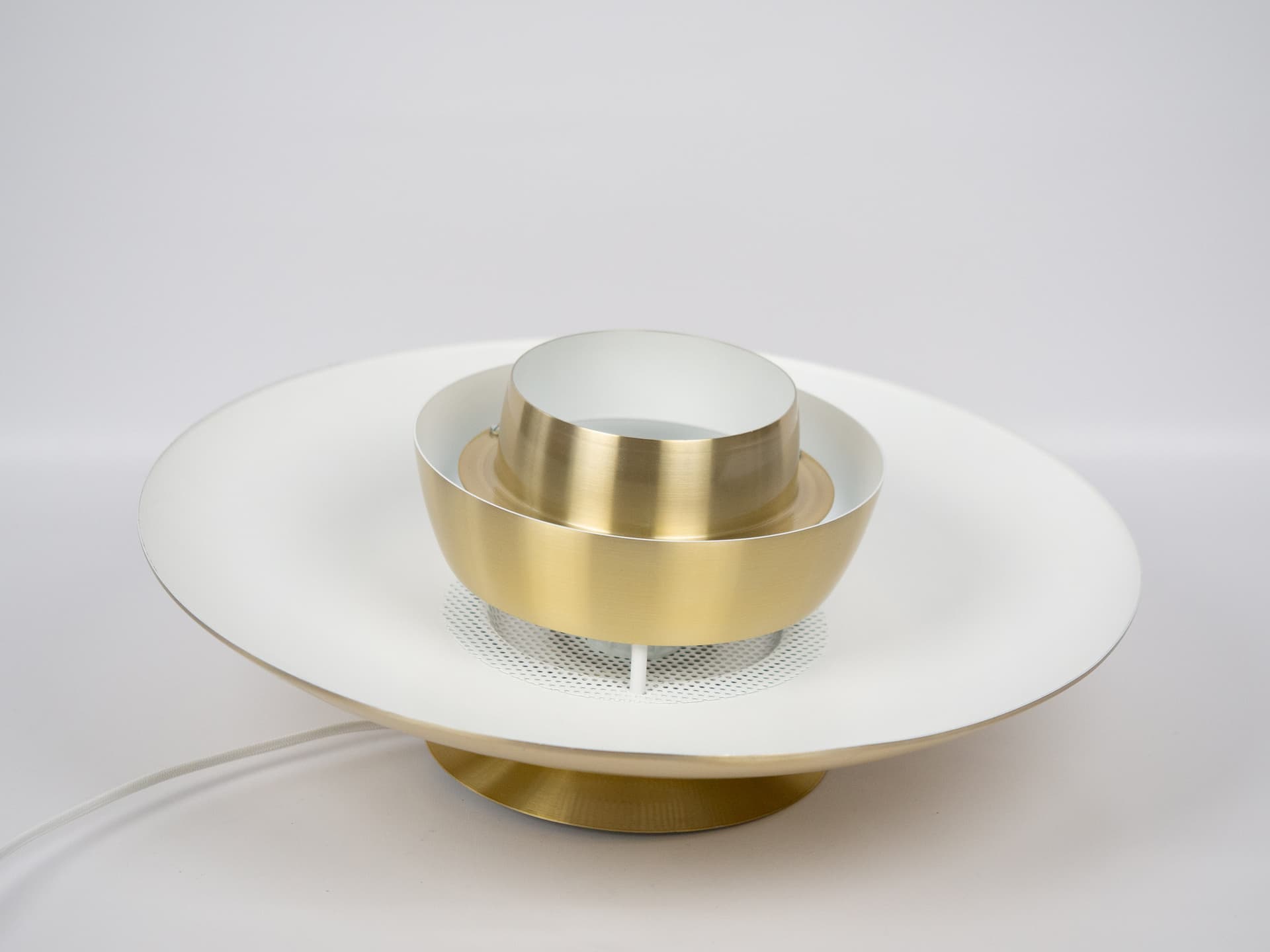 Pendant lamp, gold aluminum, by K. Wiborg, Jeka, Denmark, 1980s. - 301364