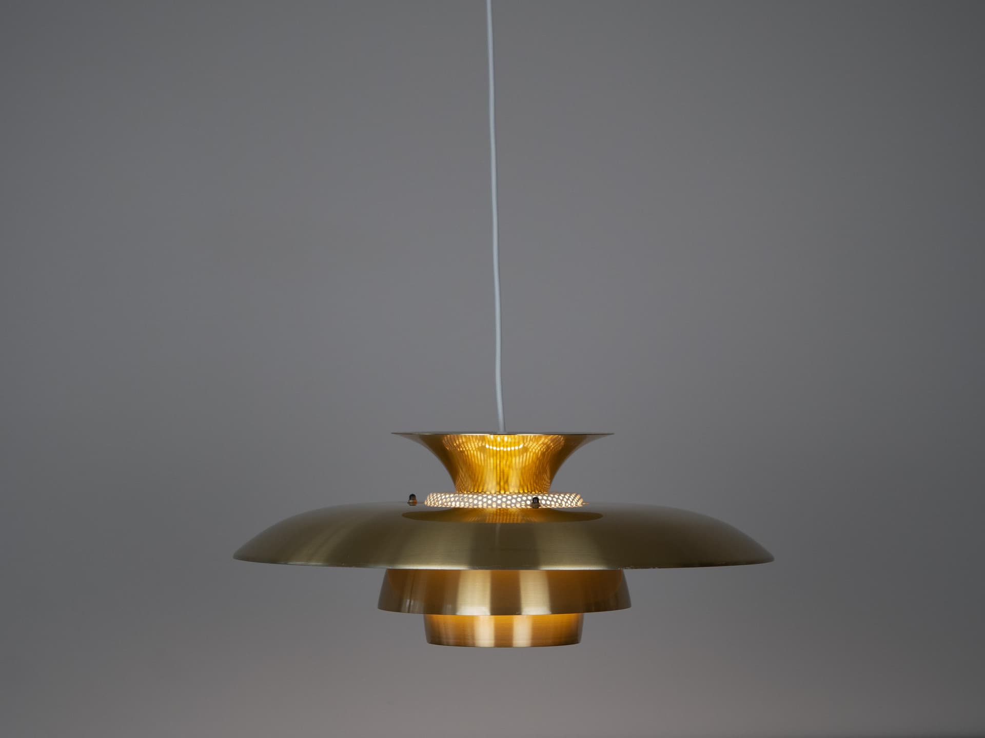 Pendant lamp, gold aluminum, by K. Wiborg, Jeka, Denmark, 1980s. - 301360