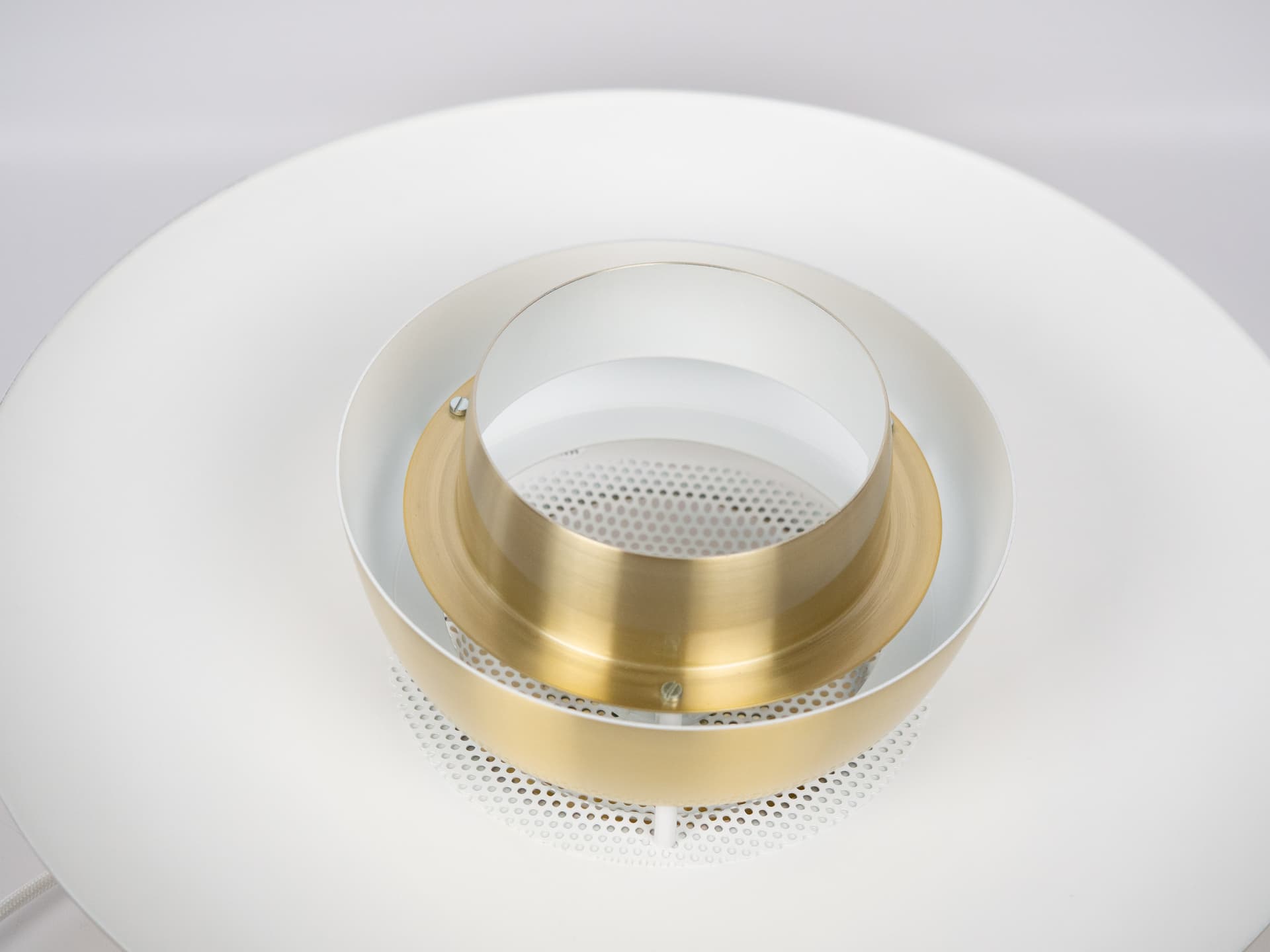 Pendant lamp, gold aluminum, by K. Wiborg, Jeka, Denmark, 1980s. - 301367