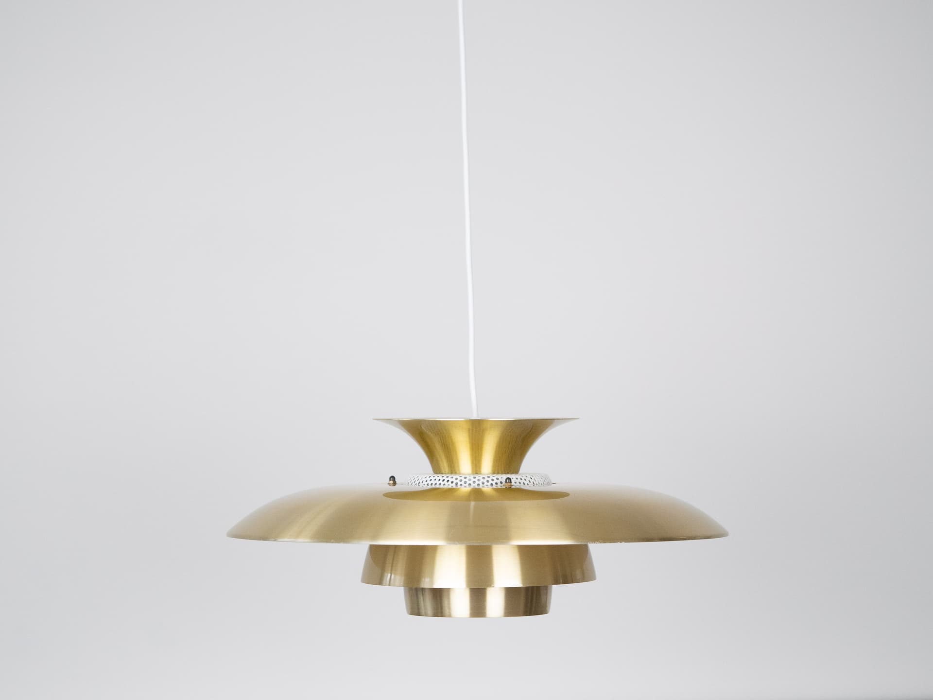 Pendant lamp, gold aluminum, by K. Wiborg, Jeka, Denmark, 1980s. - 301359