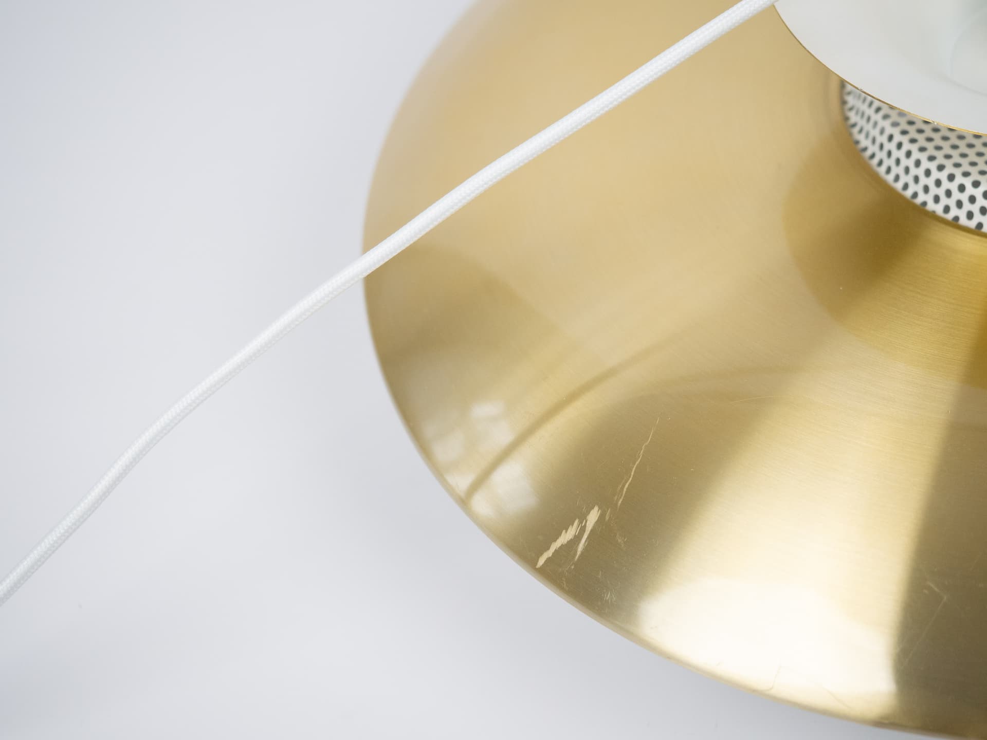Pendant lamp, gold aluminum, by K. Wiborg, Jeka, Denmark, 1980s. - 301365