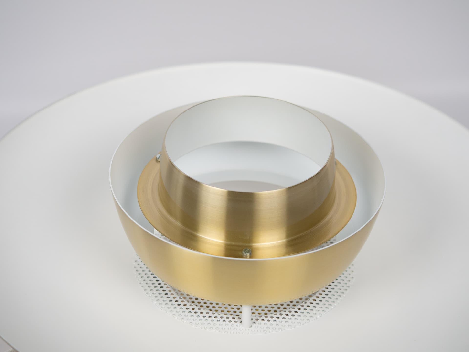 Pendant lamp, gold aluminum, by K. Wiborg, Jeka, Denmark, 1980s. - 301366