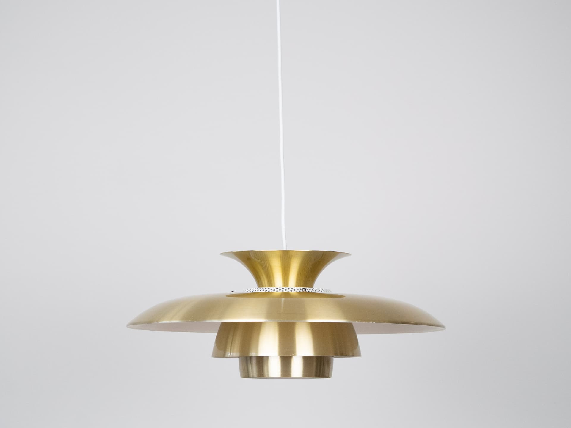 Pendant lamp, gold aluminum, by K. Wiborg, Jeka, Denmark, 1980s. - 301358