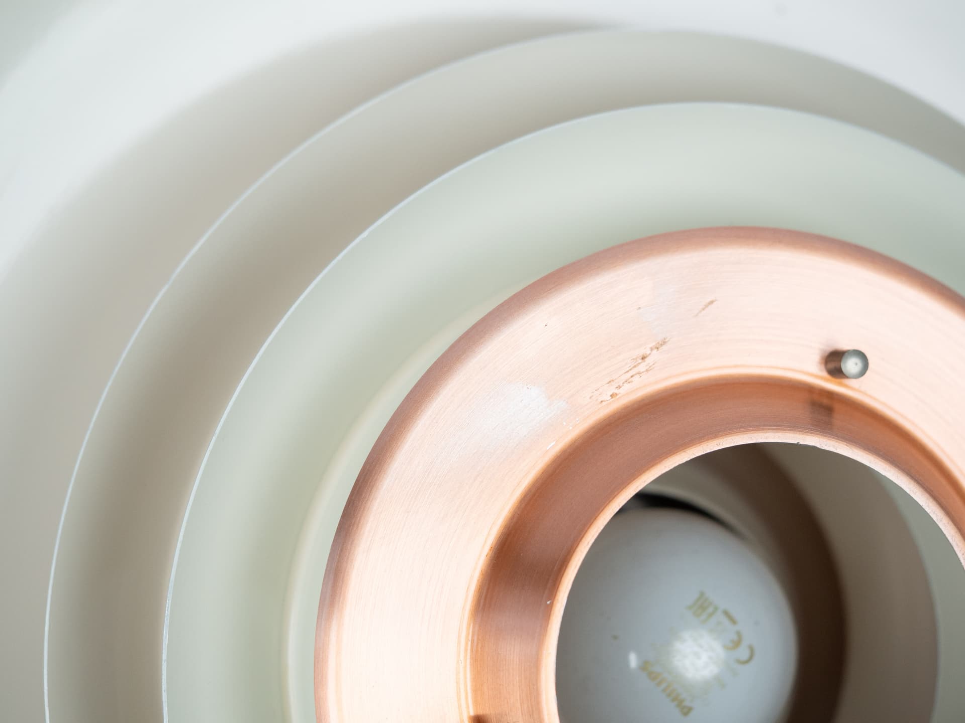 Pendant lamp, gold aluminum, by K. Wiborg, Jeka, Denmark, 1980s. - 301390