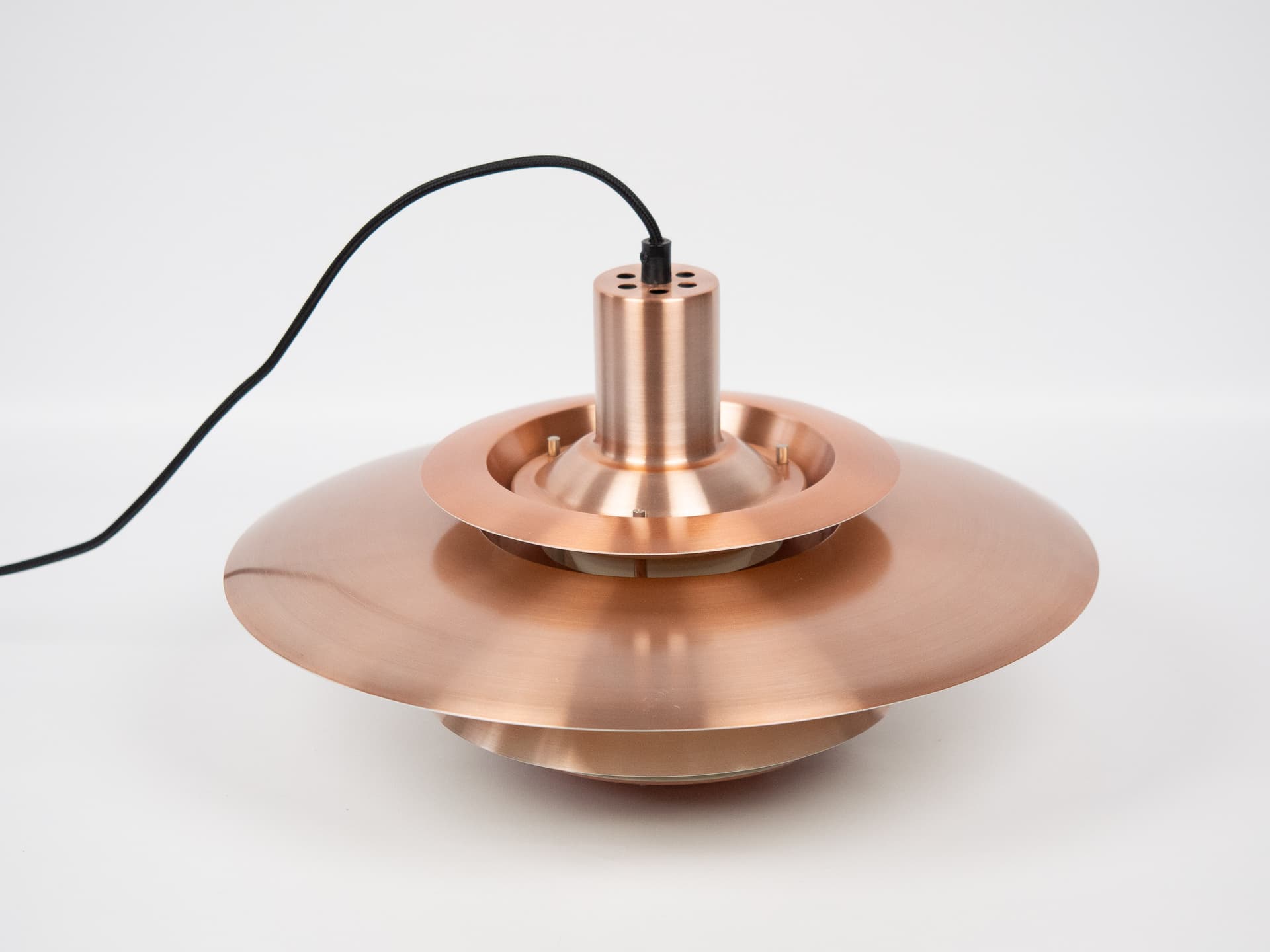 Pendant lamp, gold aluminum, by K. Wiborg, Jeka, Denmark, 1980s. - 301386