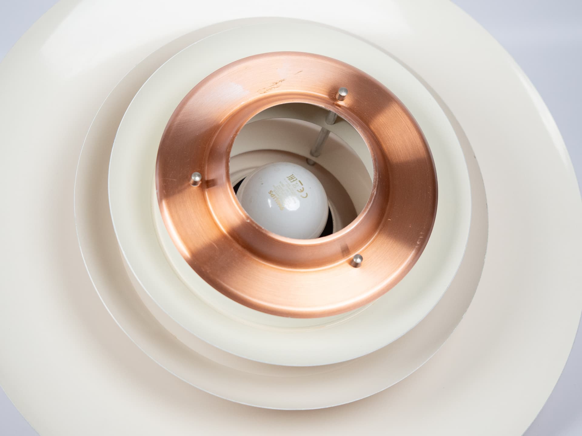 Pendant lamp, gold aluminum, by K. Wiborg, Jeka, Denmark, 1980s. - 301387