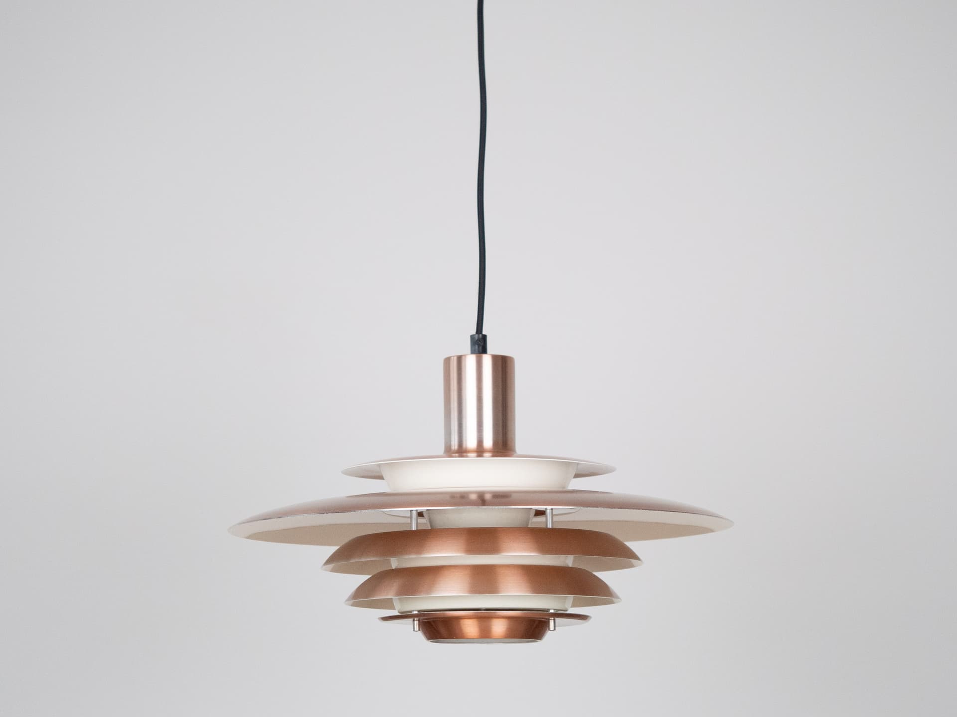 Pendant lamp, gold aluminum, by K. Wiborg, Jeka, Denmark, 1980s. - 301382