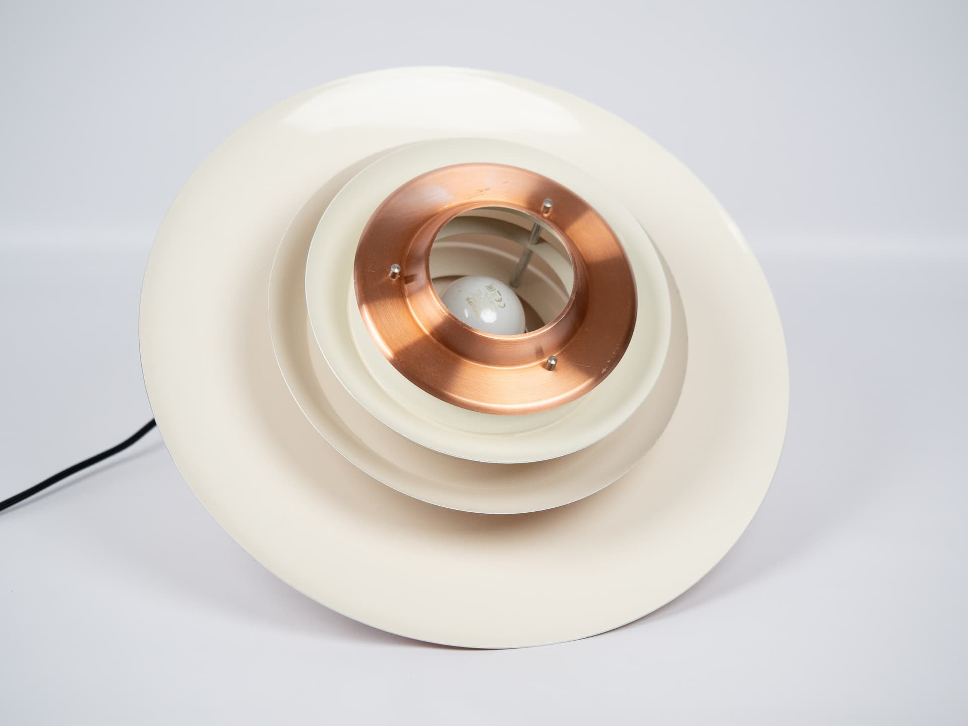 Pendant lamp, gold aluminum, by K. Wiborg, Jeka, Denmark, 1980s. - 301389