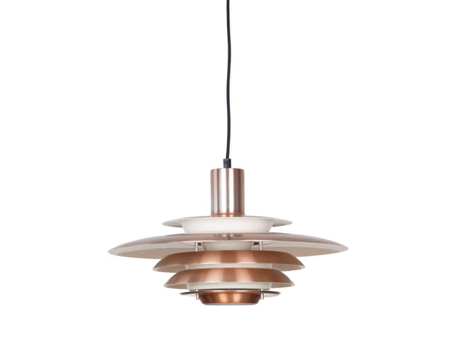 Pendant lamp, gold aluminum, by K. Wiborg, Jeka, Denmark, 1980s. - DIMENSION