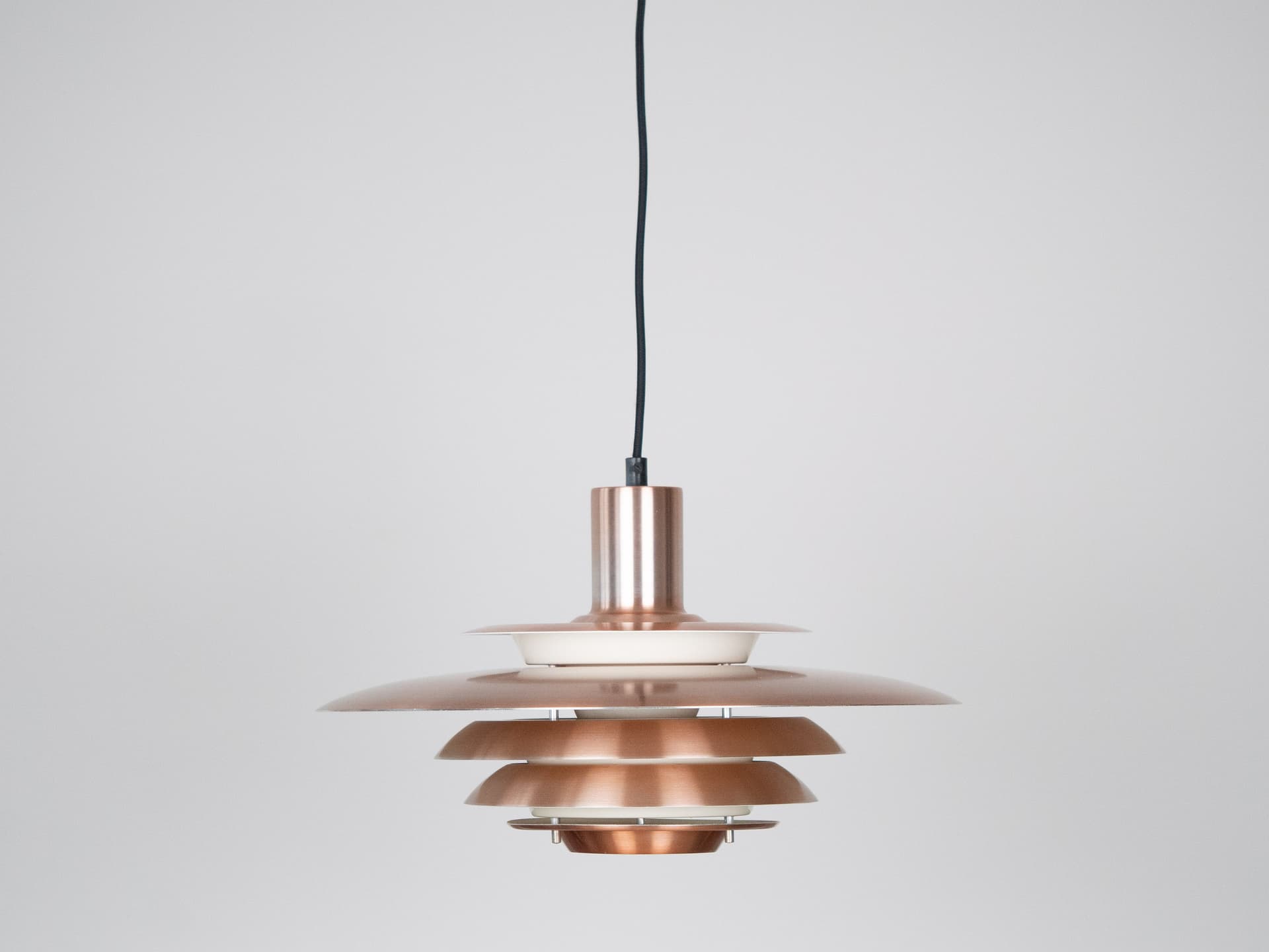 Pendant lamp, gold aluminum, by K. Wiborg, Jeka, Denmark, 1980s. - 301383