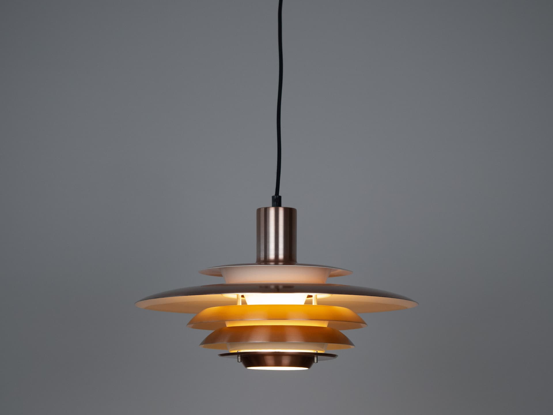 Pendant lamp, gold aluminum, by K. Wiborg, Jeka, Denmark, 1980s. - 301385