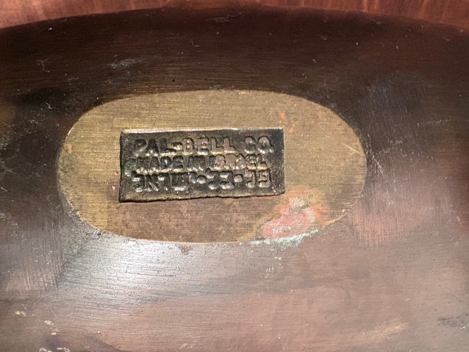 Misa dekoracyjna, brąz zielony, proj. M. Ascalon, Pal-Bell, Izrael, lata 50. - 301426