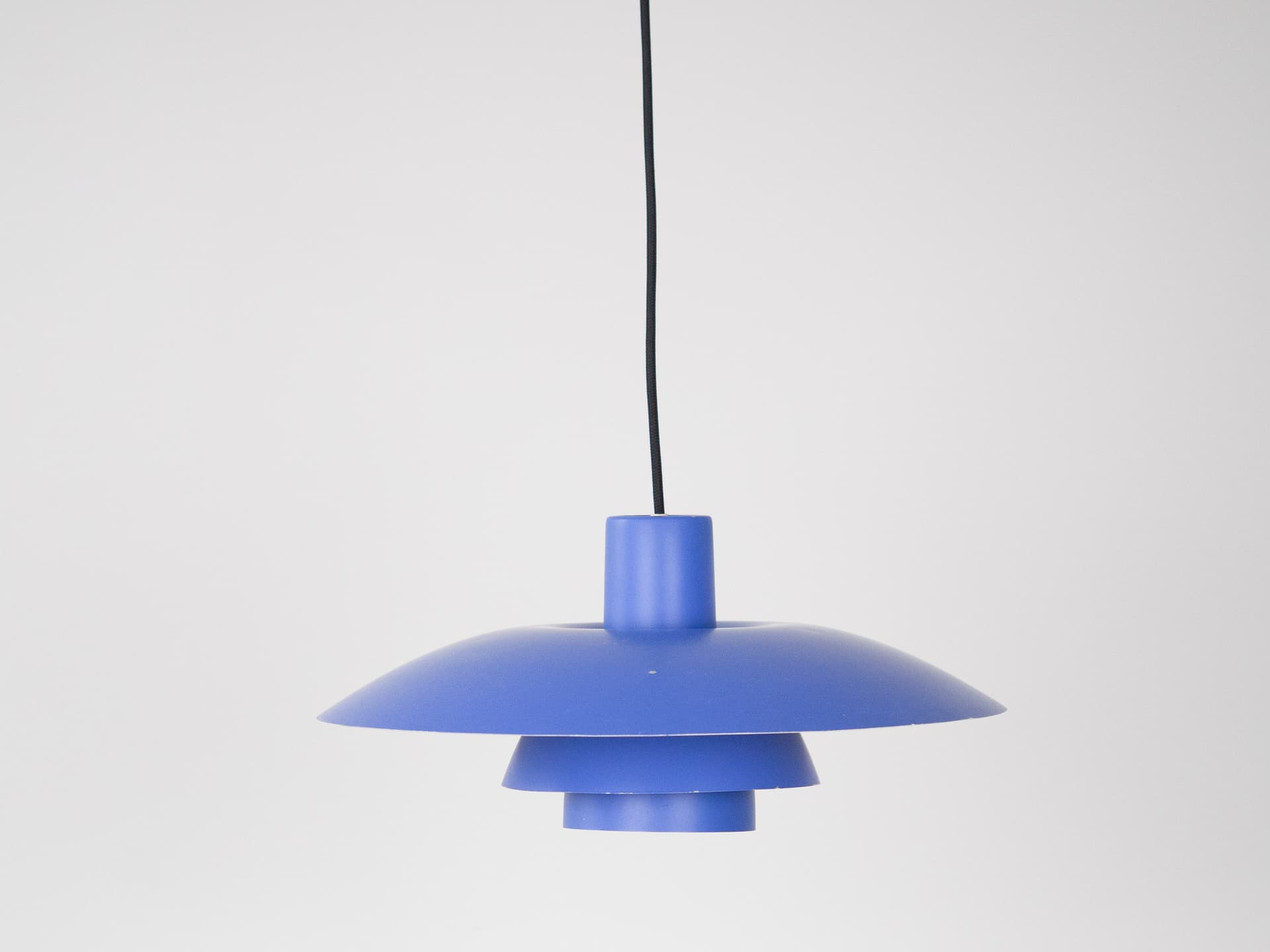 Pendant lamp PH 4/3, blue, aluminum, by P. Henningsen, Louis Poulsen, Denmark, 1980s. - 301510