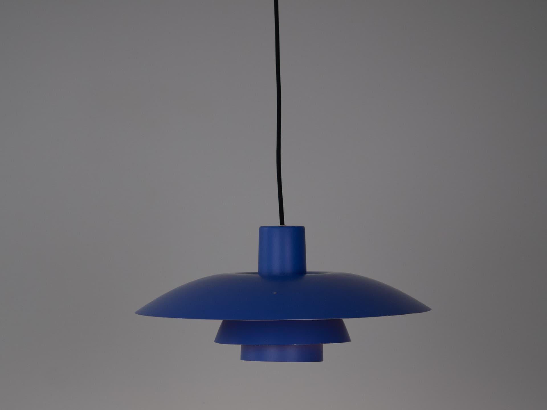 Pendant lamp PH 4/3, blue, aluminum, by P. Henningsen, Louis Poulsen, Denmark, 1980s. - 301512