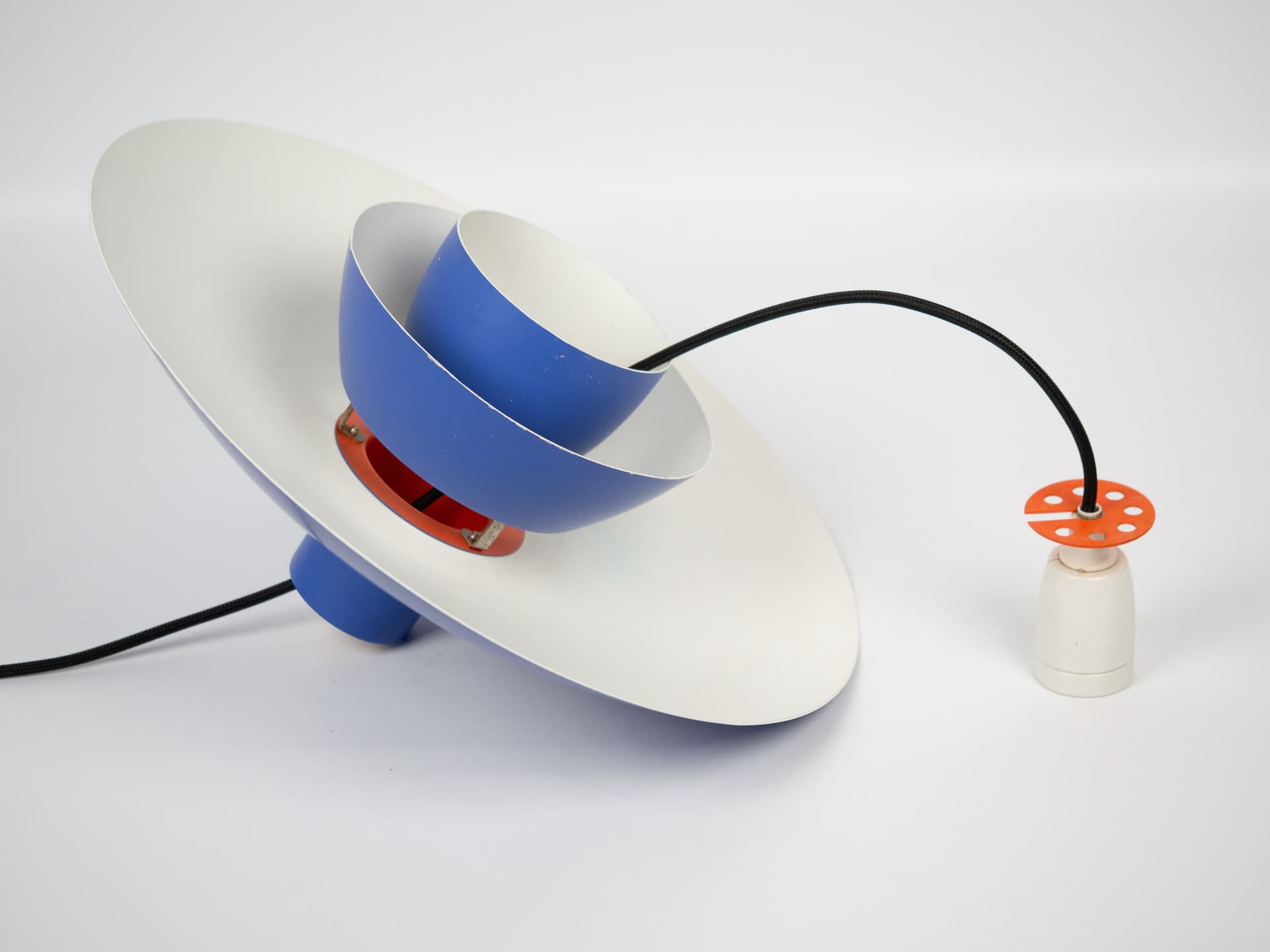 Pendant lamp PH 4/3, blue, aluminum, by P. Henningsen, Louis Poulsen, Denmark, 1980s. - 301516