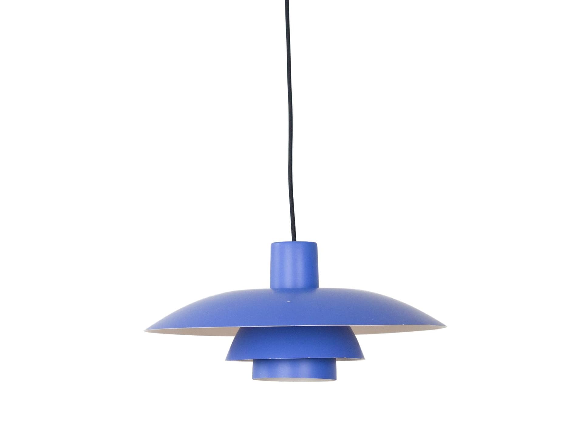 Pendant lamp PH 4/3, blue, aluminum, by P. Henningsen, Louis Poulsen, Denmark, 1980s.