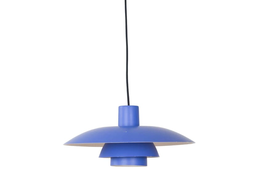 Pendant lamp PH 4/3, blue, aluminum, by P. Henningsen, Louis Poulsen, Denmark, 1980s.