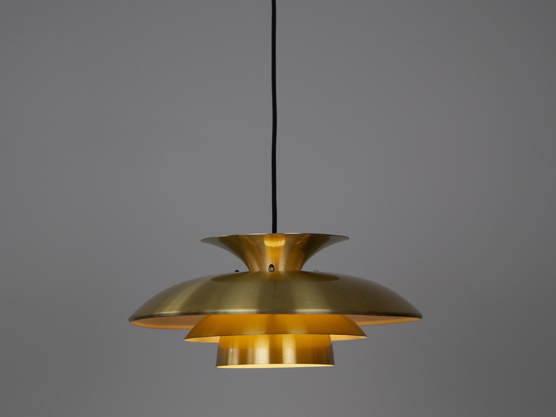 Pendant lamp, gold, aluminum, by K. Wiborg, Jeka, Denmark, 1980s. - 301533