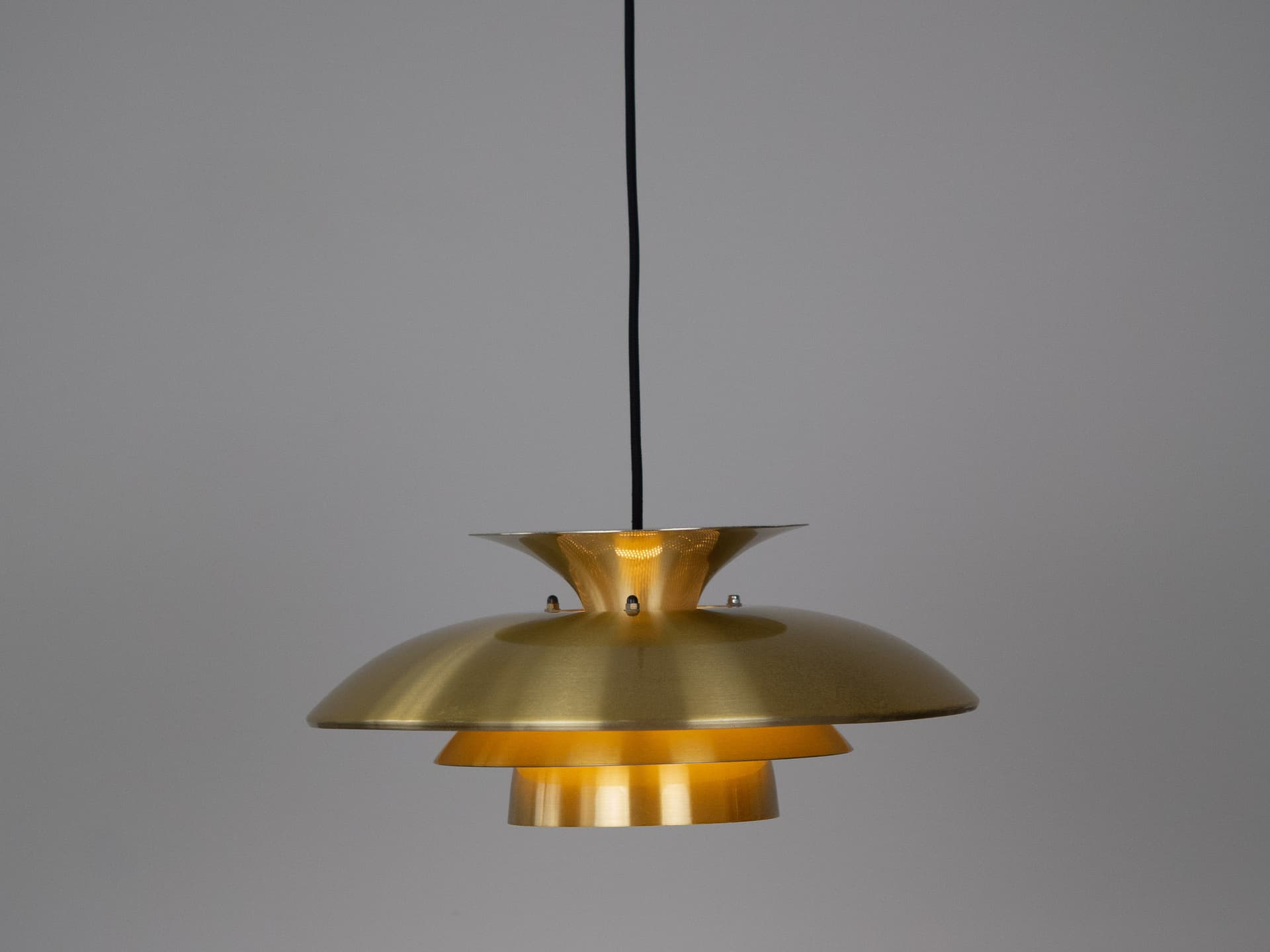 Pendant lamp, gold, aluminum, by K. Wiborg, Jeka, Denmark, 1980s. - 301536