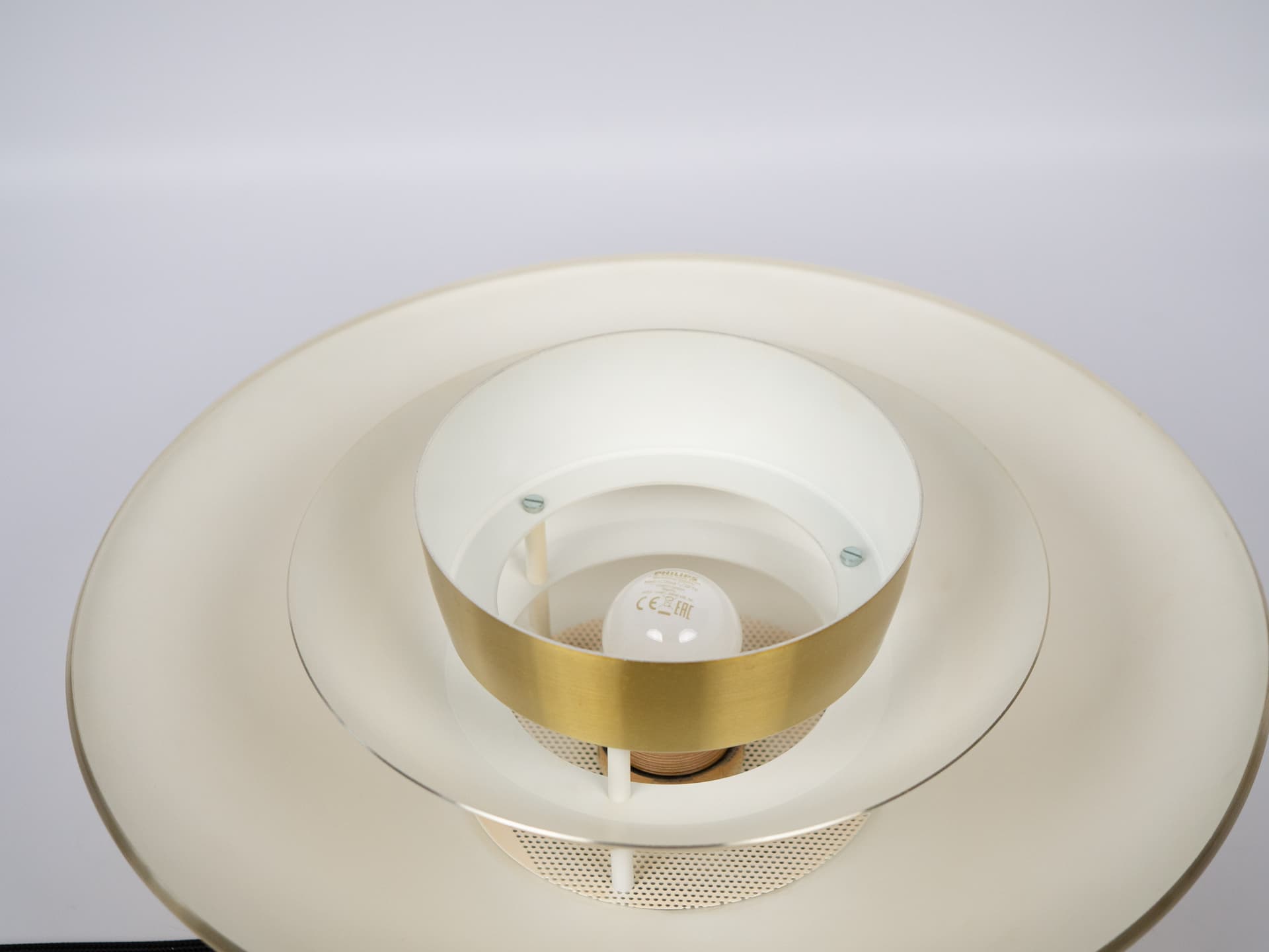 Pendant lamp, gold, aluminum, by K. Wiborg, Jeka, Denmark, 1980s. - 301541